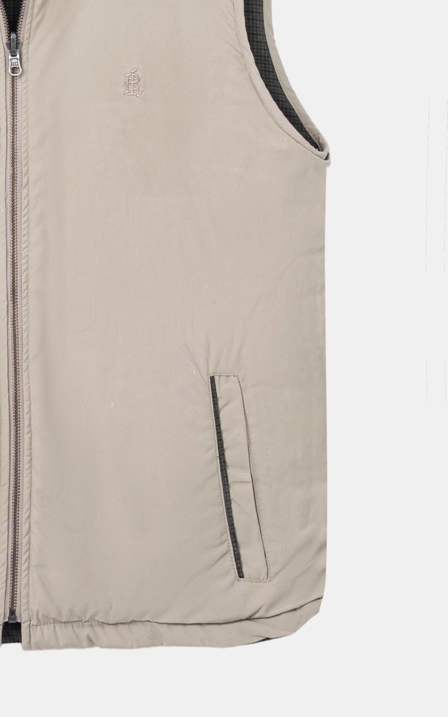 SLIM FIT SLEEVELESS REVERSIBLE QUILTED JACKET OLIVE - Image 4