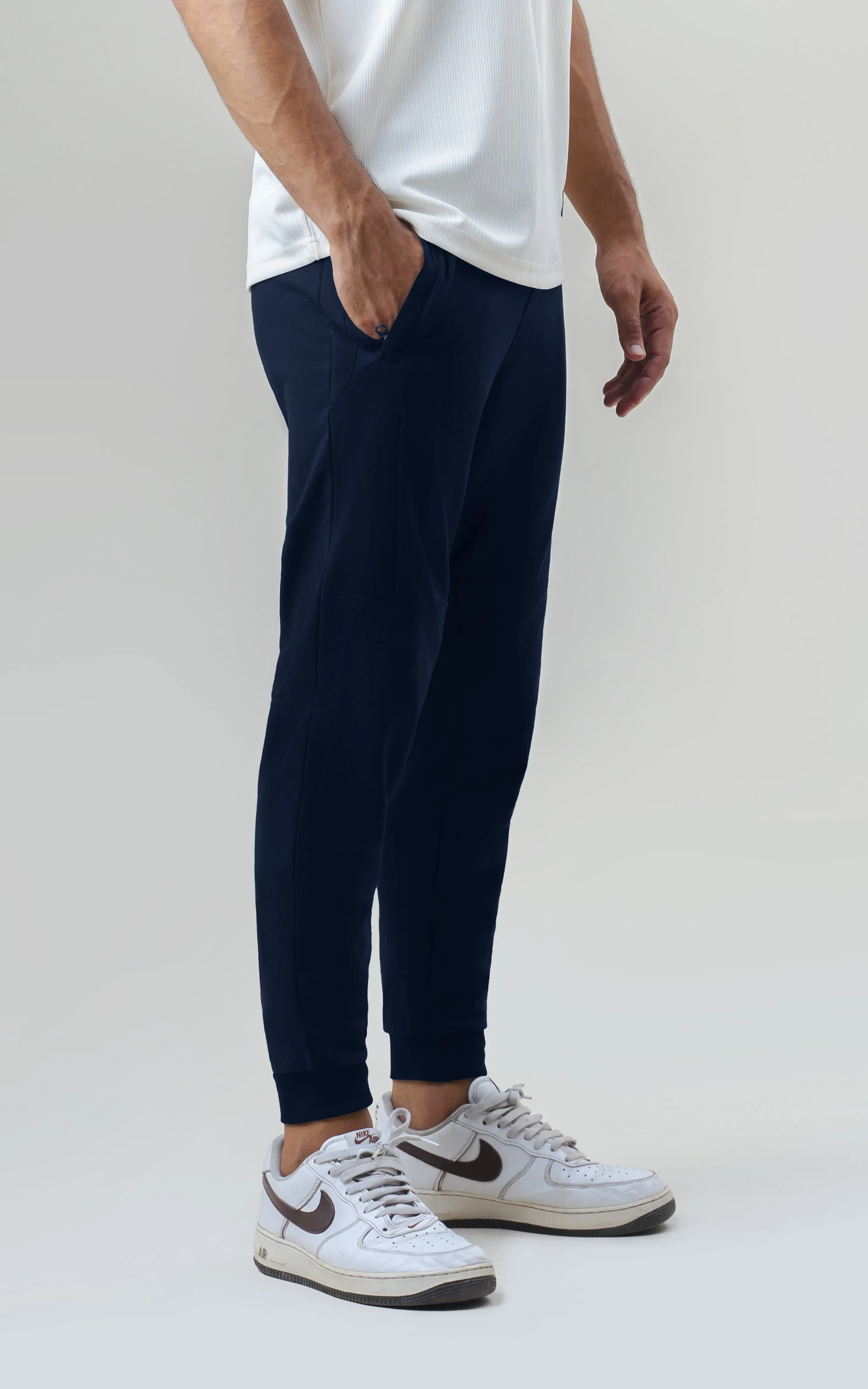 SLIM FIT TERRY JOGGER TROUSER NAVY - Image 3