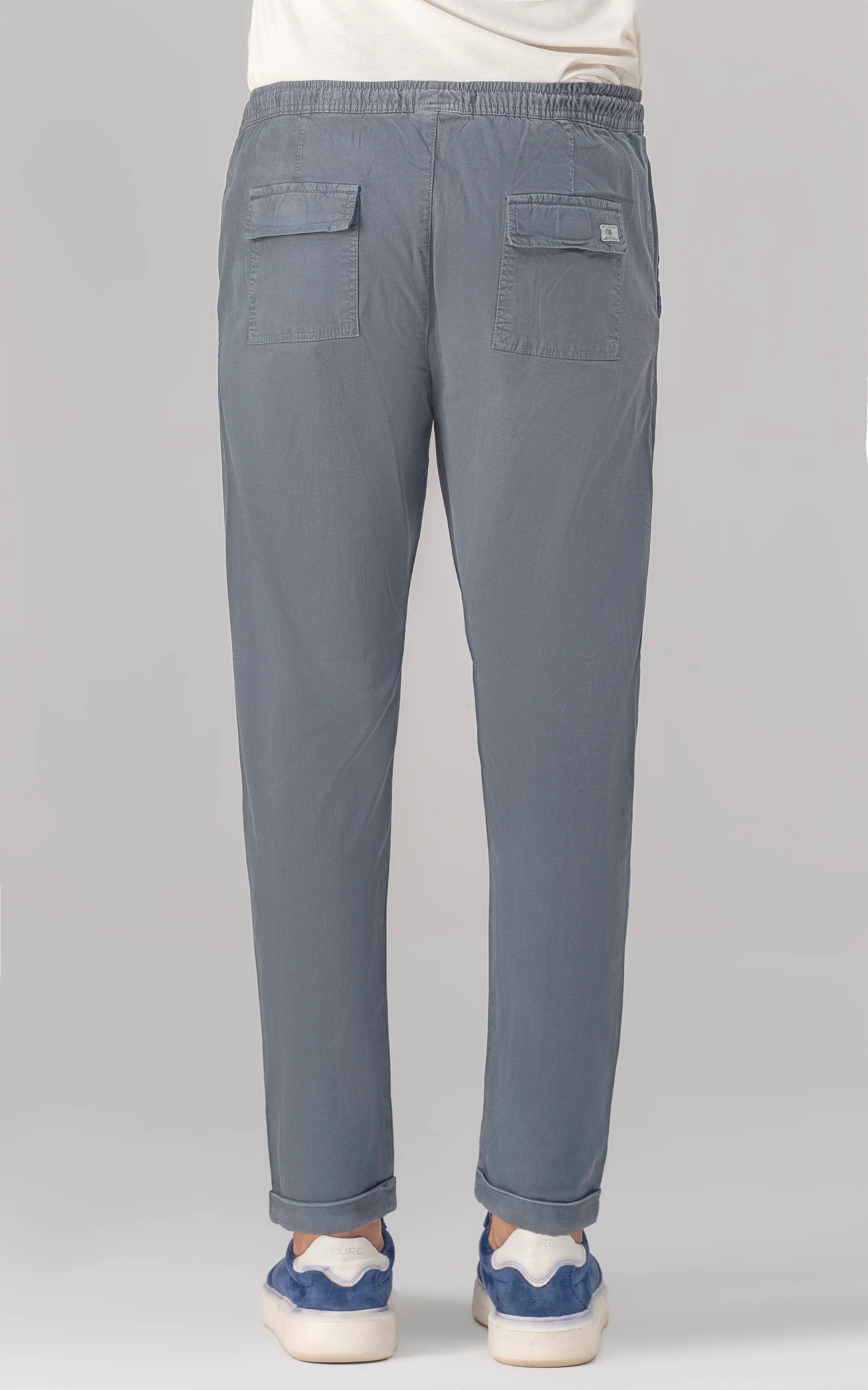 SLIM FIT TEXTURED JOGGER TROUSER TEAL BLUE - Image 4