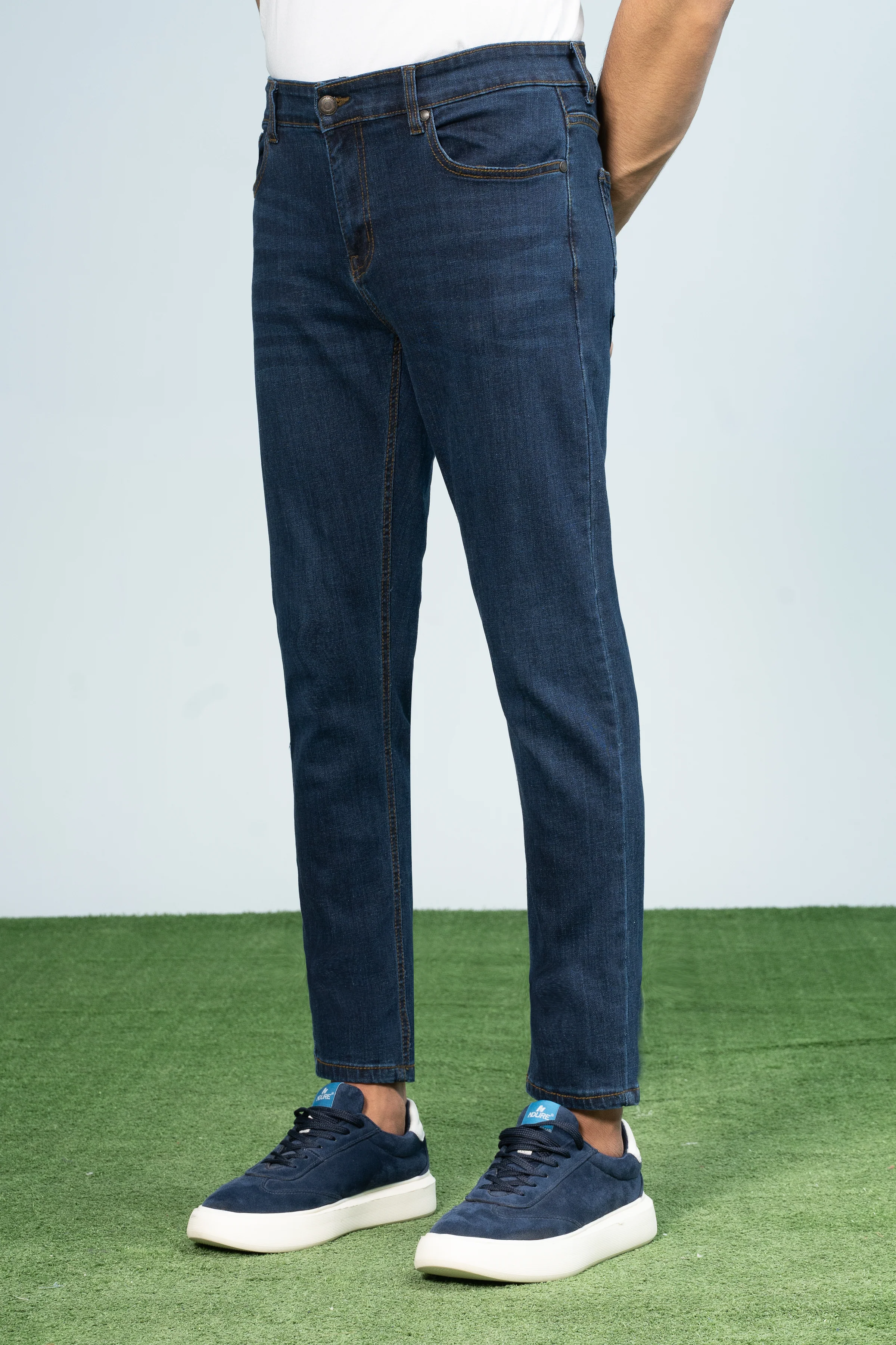SLIM LEG DENIM JEANS DARK BLUE - Image 2