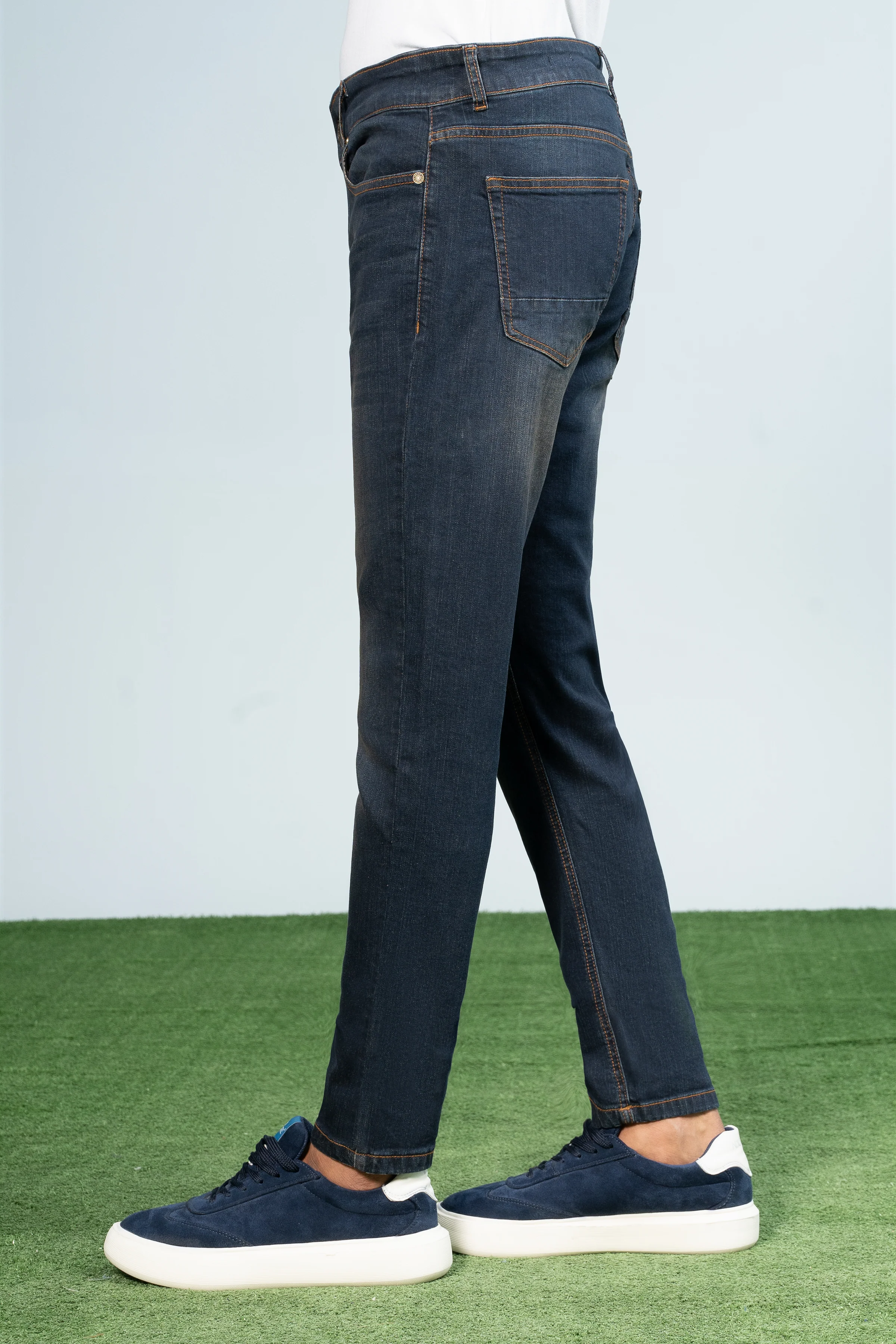 SLIM LEG DENIM JEANS DARK BLUE