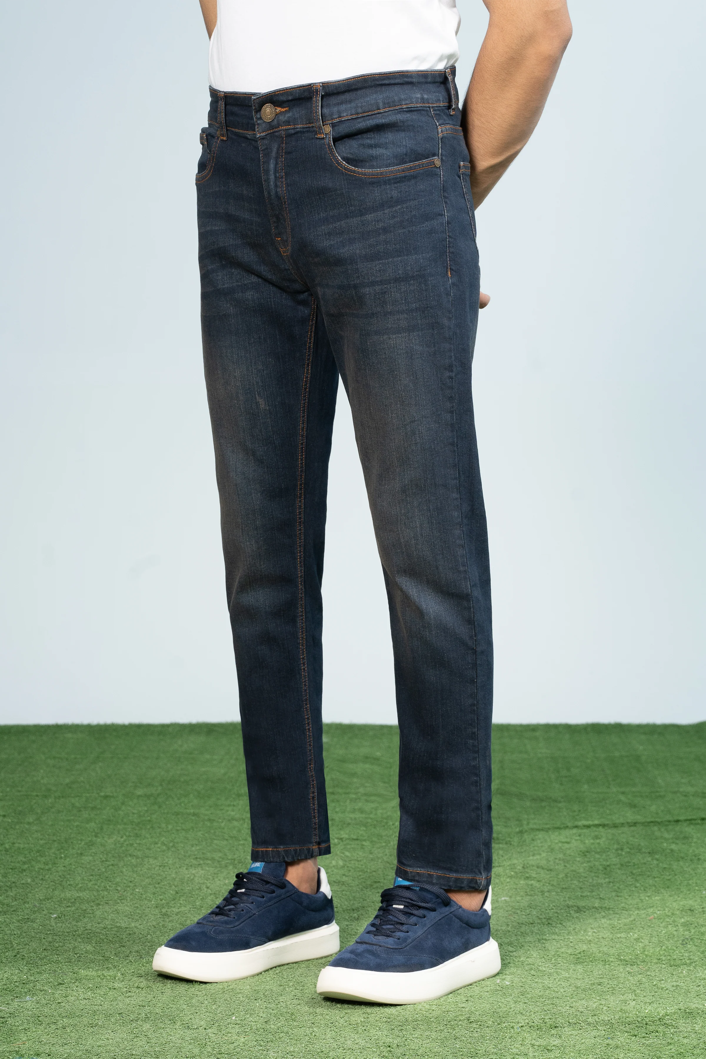 SLIM LEG DENIM JEANS DARK BLUE - Image 2