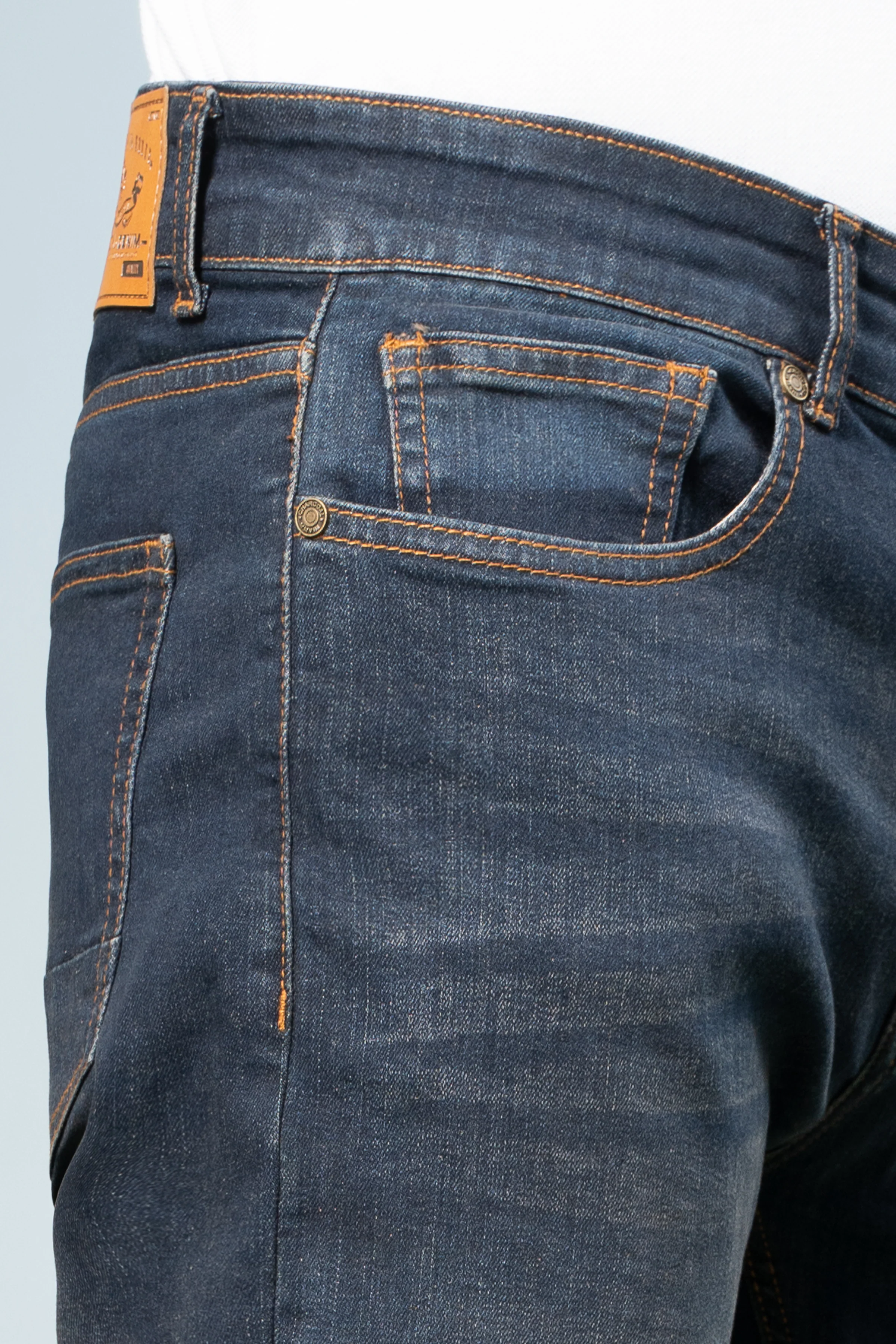 SLIM LEG DENIM JEANS DARK BLUE - Image 4