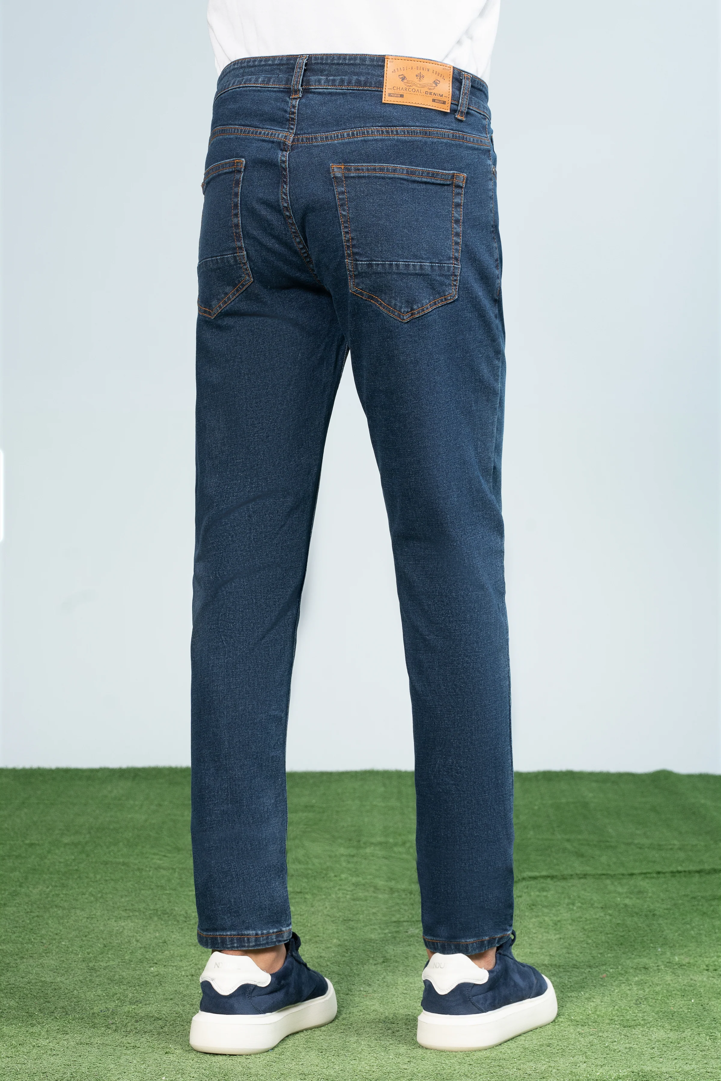 SLIM LEG DENIM JEANS DARK BLUE - Image 3