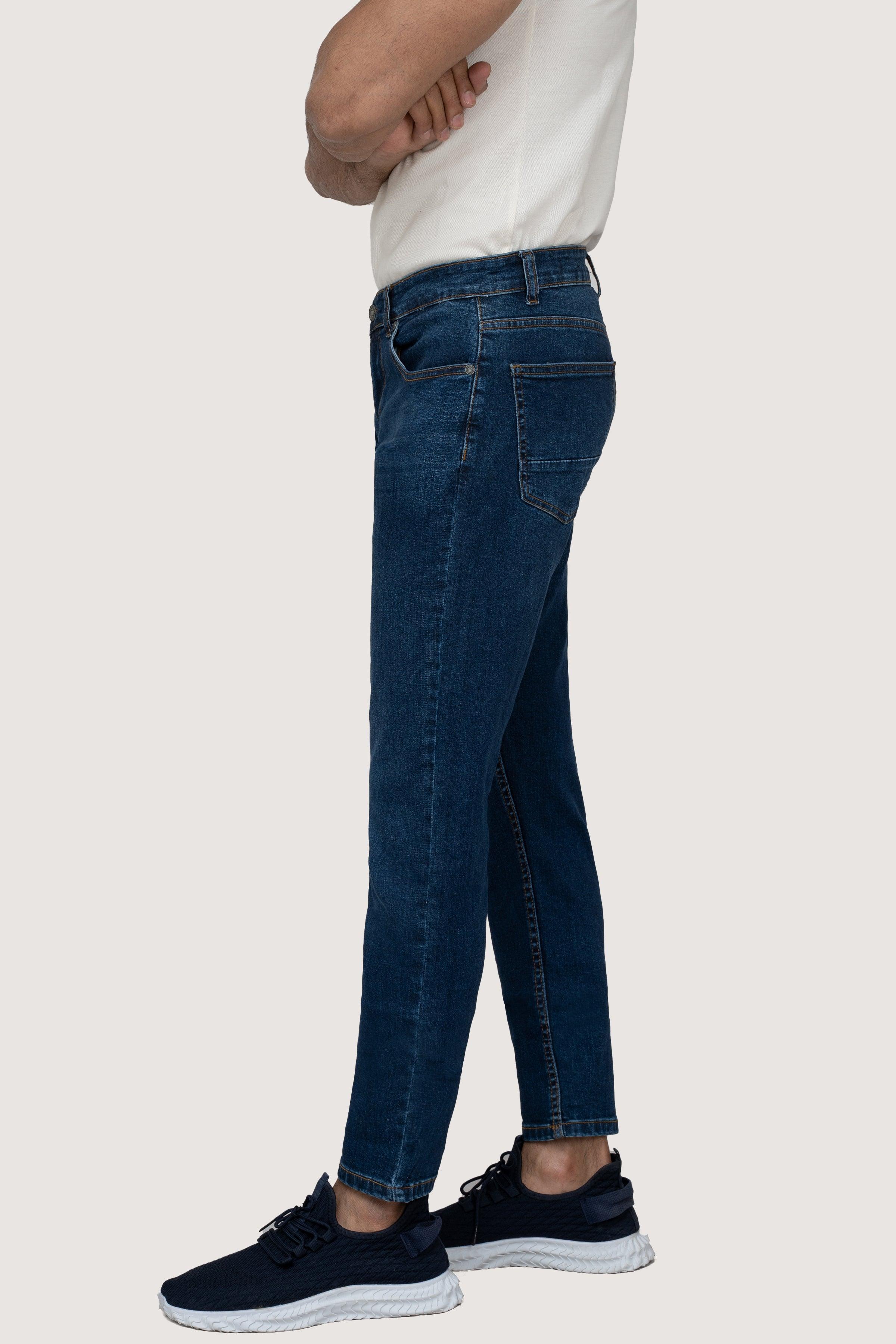 SLIM LEG DENIM JEANS DARK BLUE TINTED - Image 2