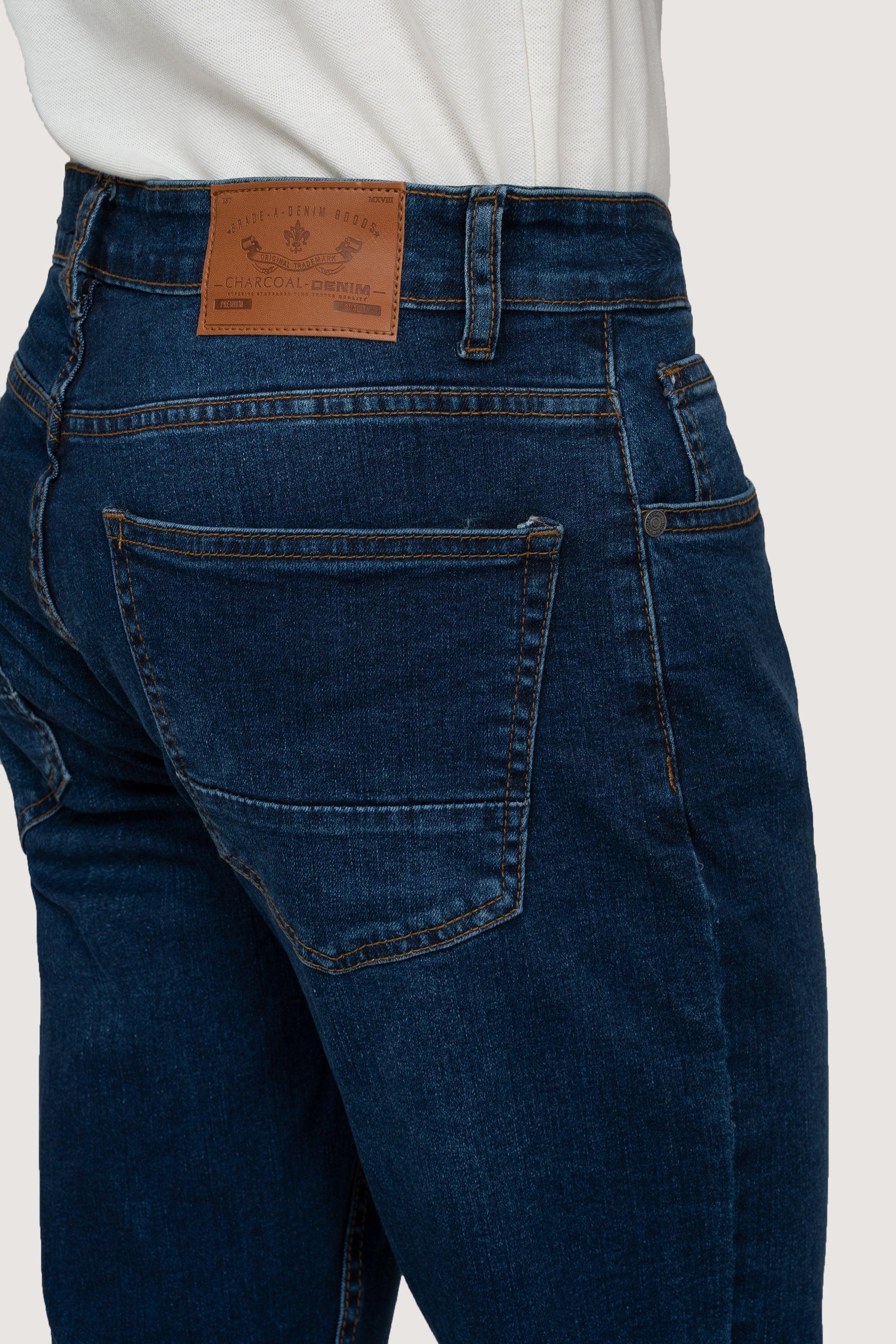 SLIM LEG DENIM JEANS DARK BLUE TINTED - Image 3