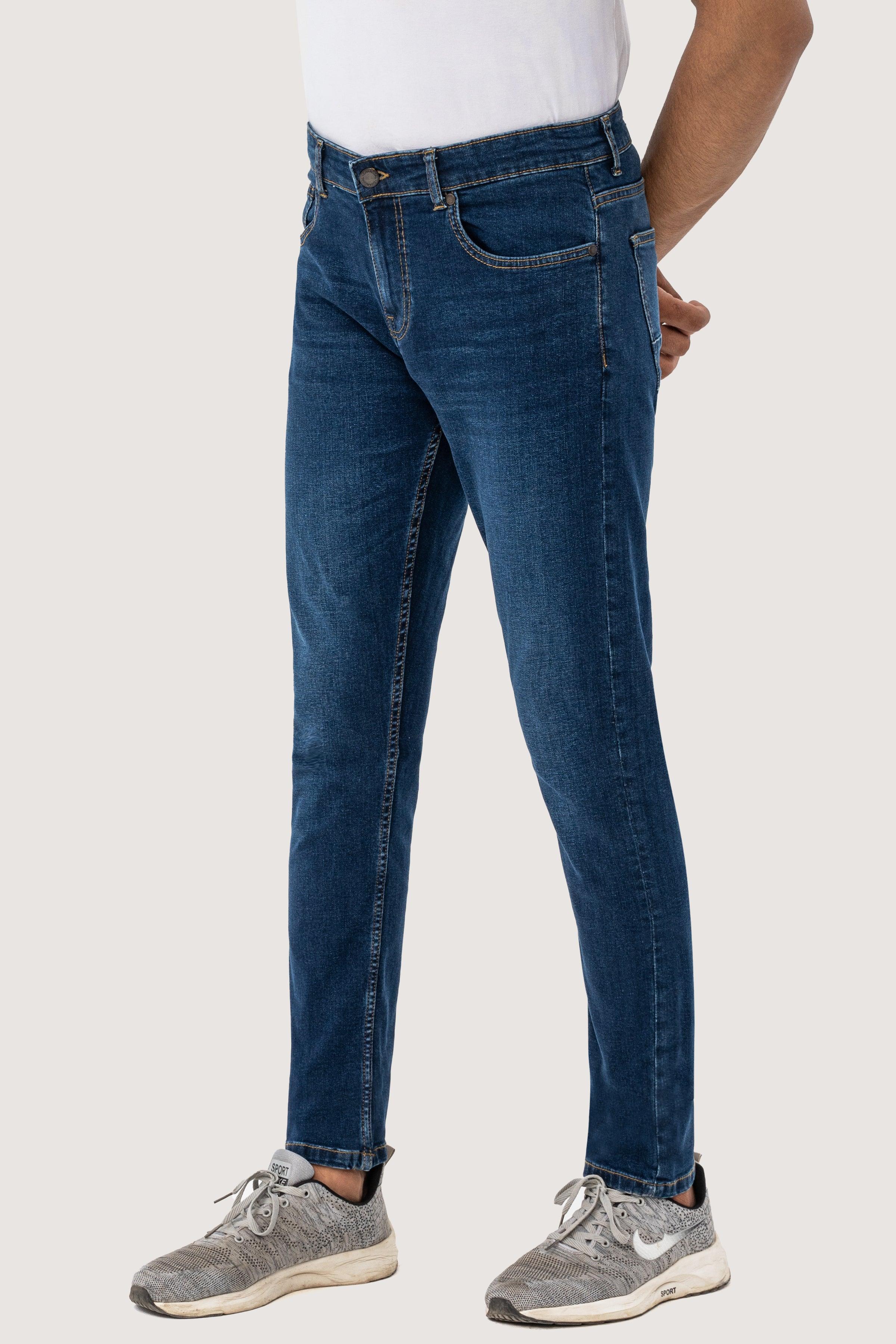 SLIM LEG DENIM JEANS DARK BLUE TINTED - Image 2