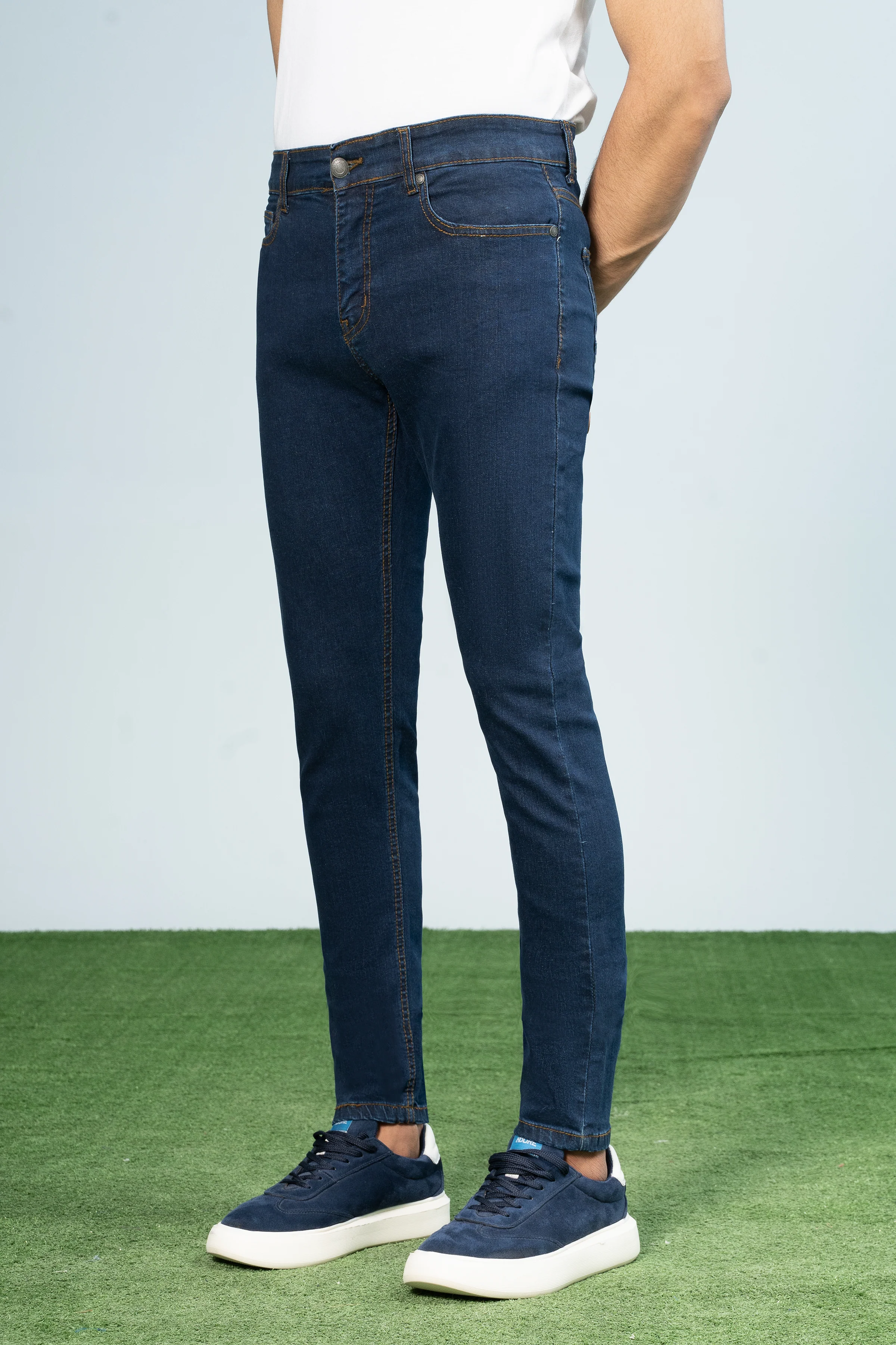 SLIM LEG DENIM JEANS MID BLUE - Image 2