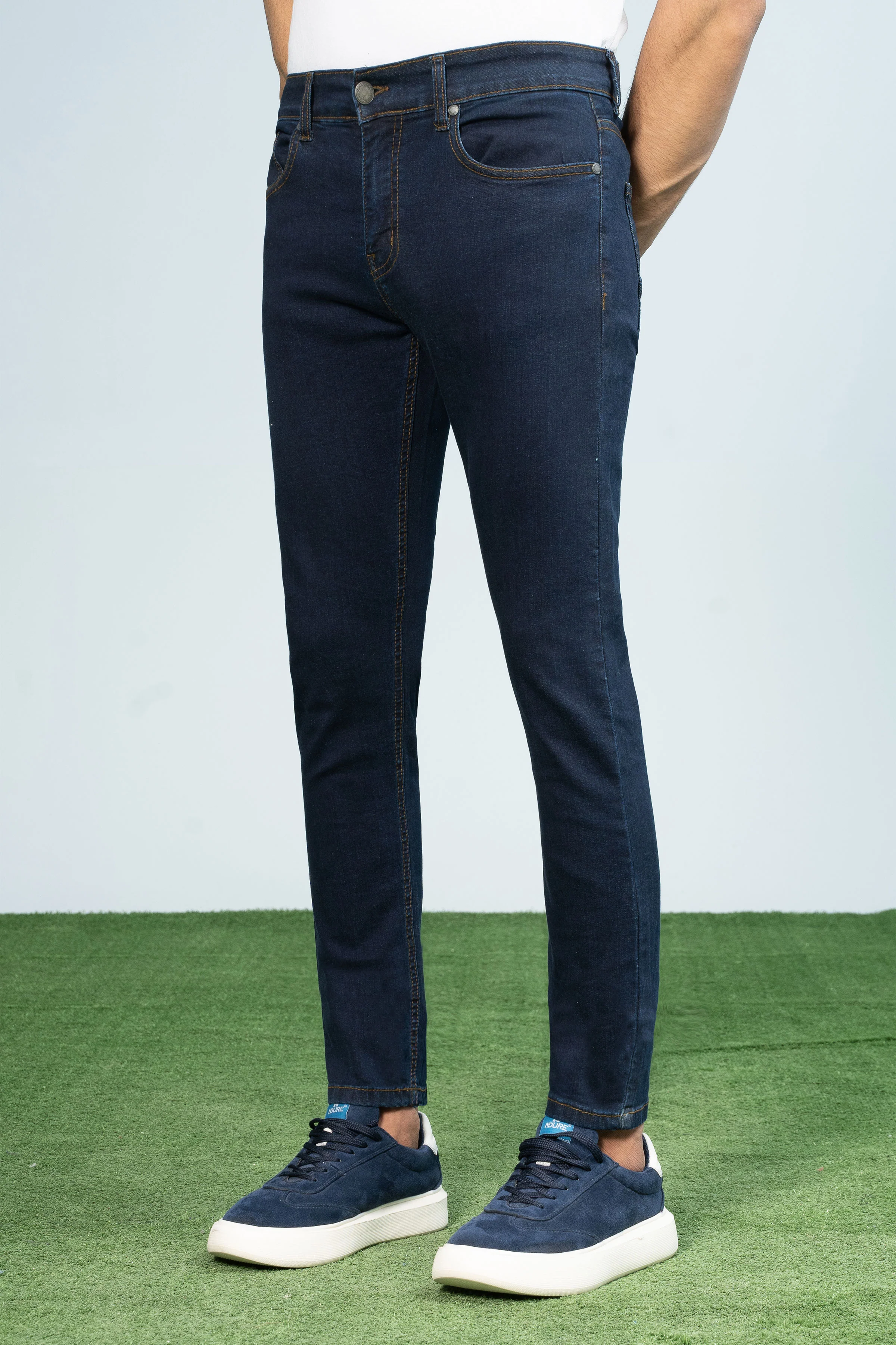 SLIM LEG DENIM JEANS NAVY BLUE - Image 2