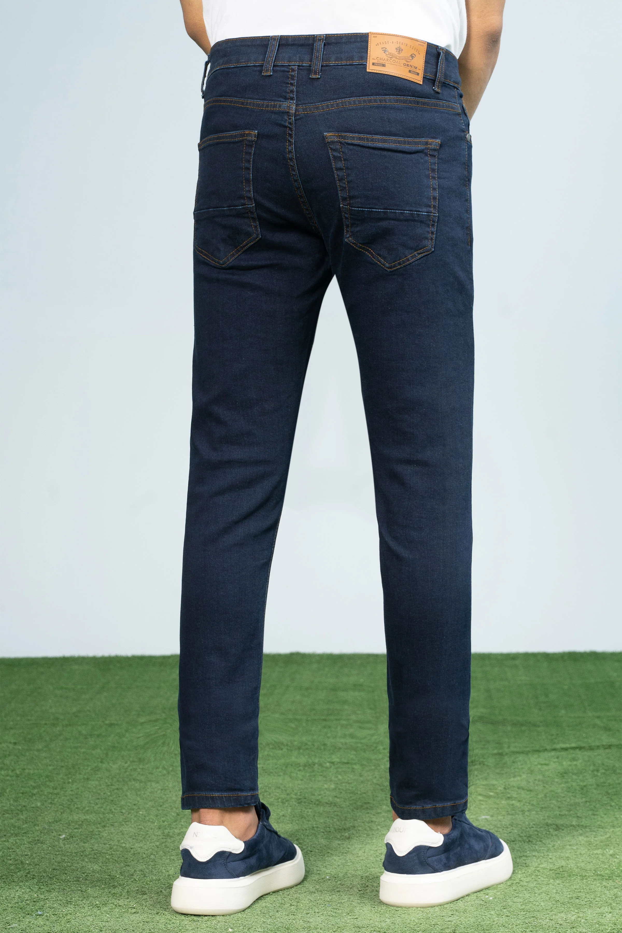 SLIM LEG DENIM JEANS NAVY BLUE - Image 3