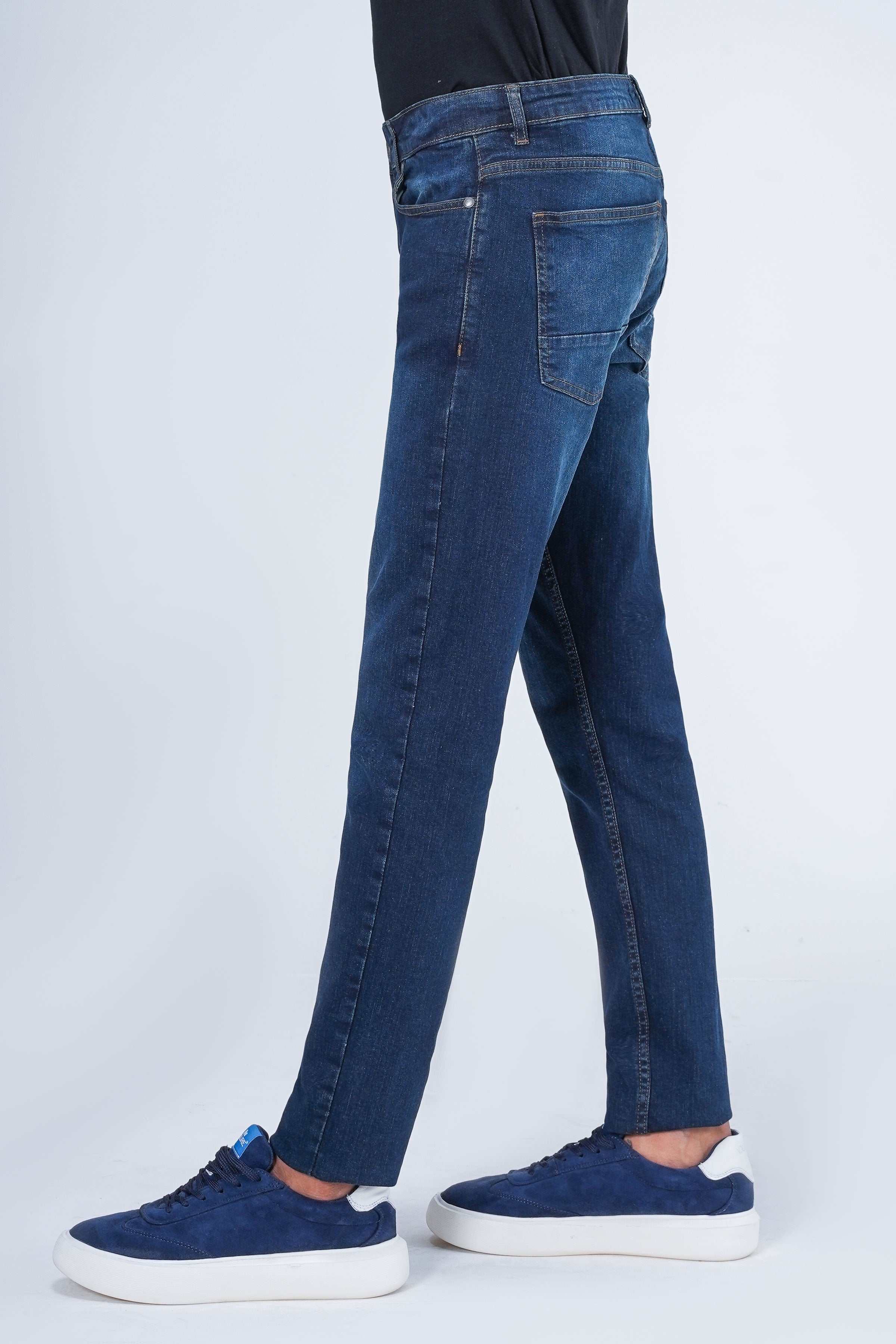 SLIM LEG DENIM JEANS DARK BLUE