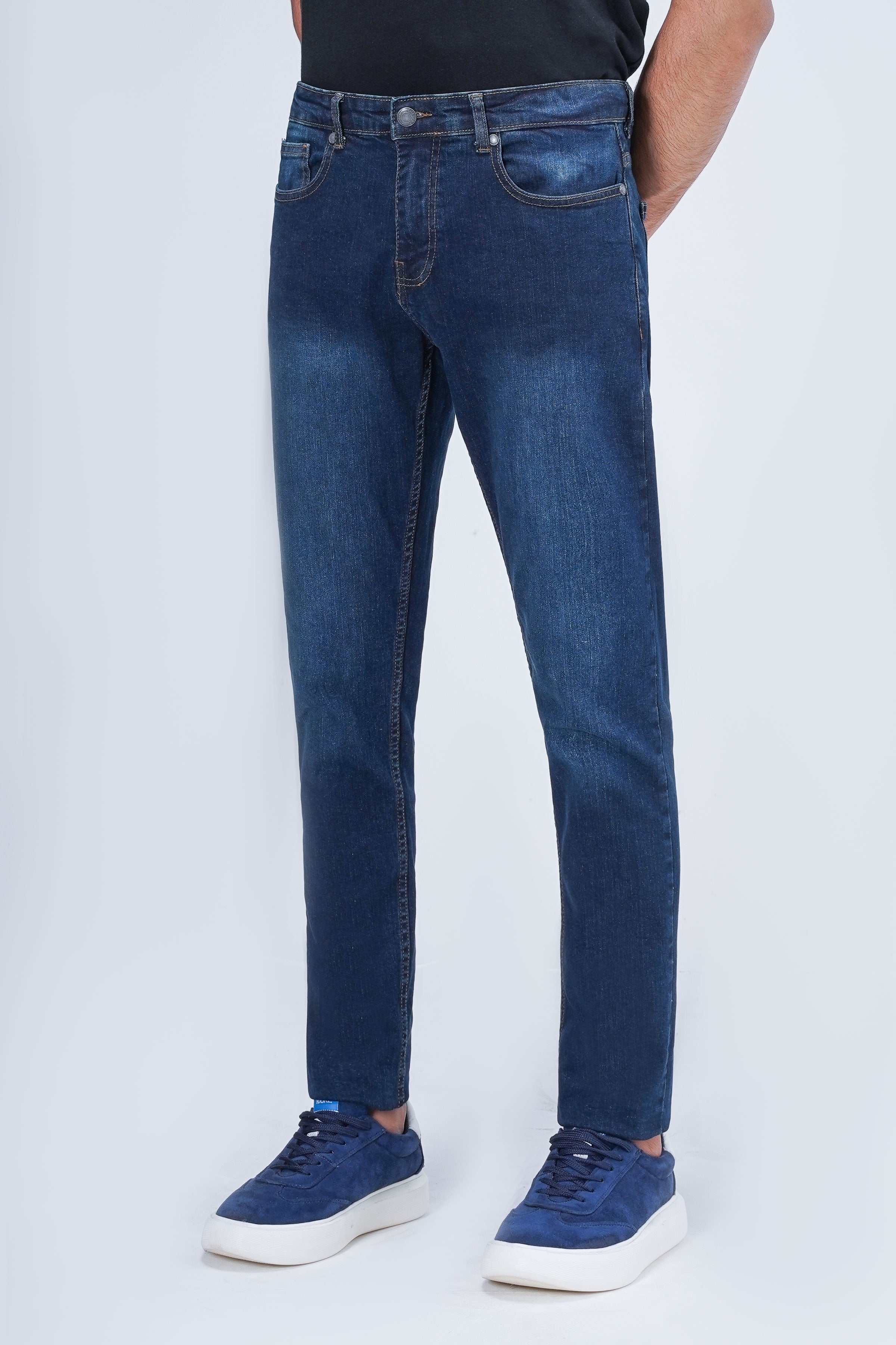 SLIM LEG DENIM JEANS DARK BLUE - Image 2