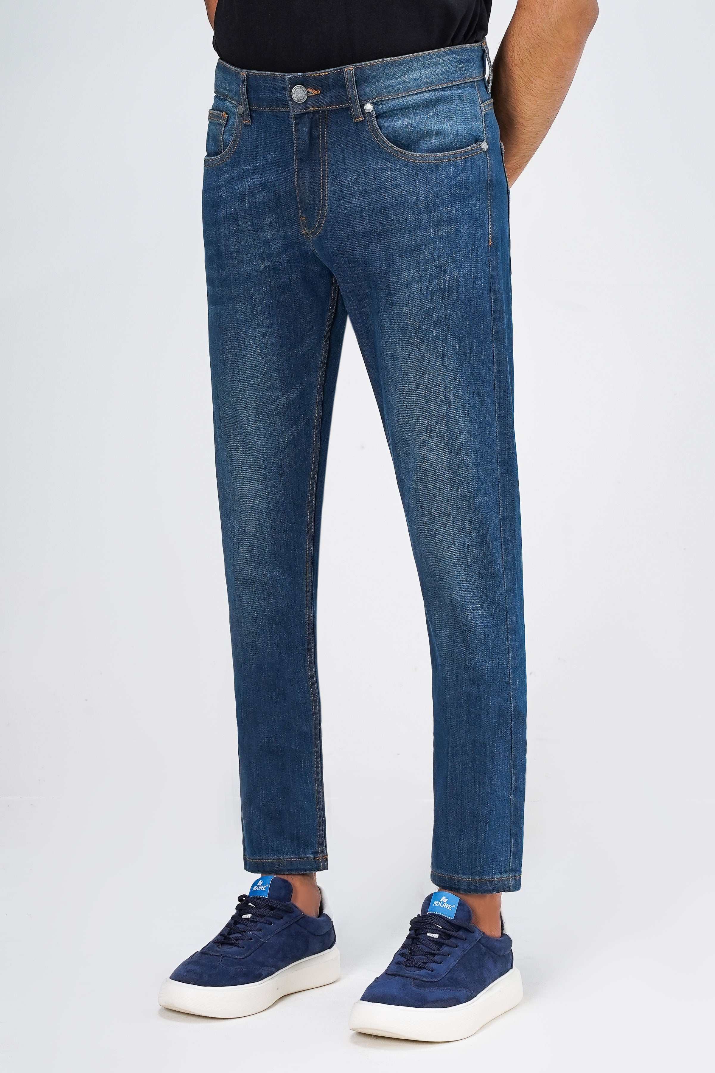 SLIM LEG DENIM JEANS DARK BLUE - Image 2