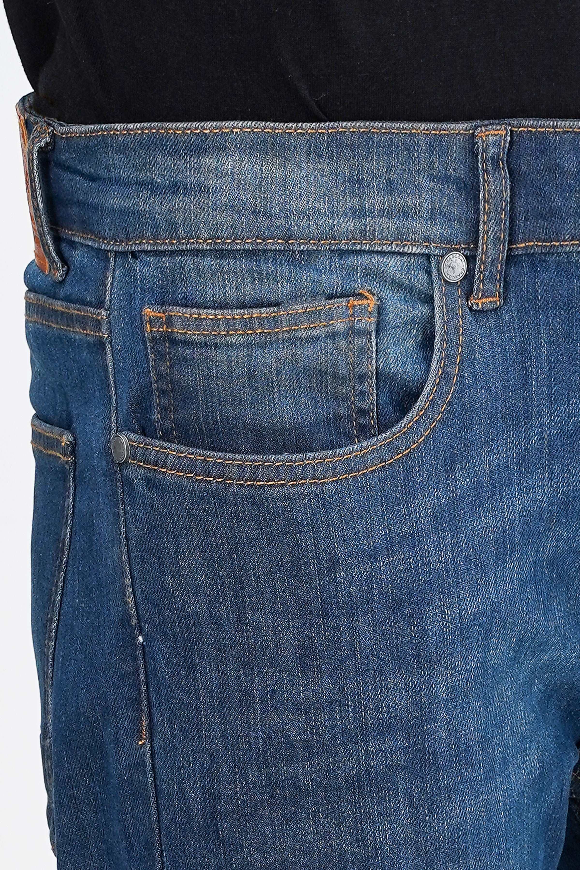 SLIM LEG DENIM JEANS DARK BLUE - Image 4