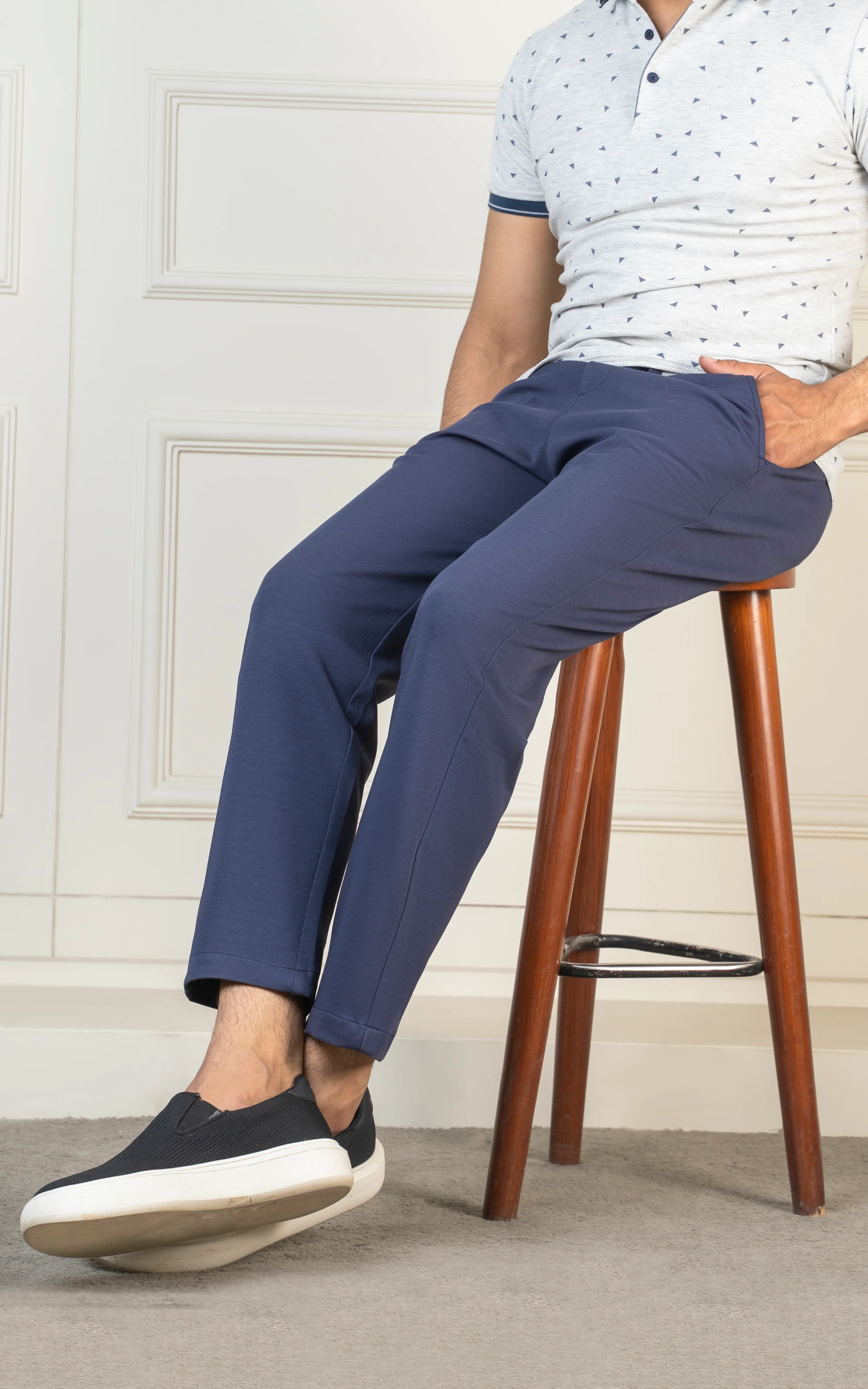 SMART FIT CASUAL TROUSER NAVY - Image 4