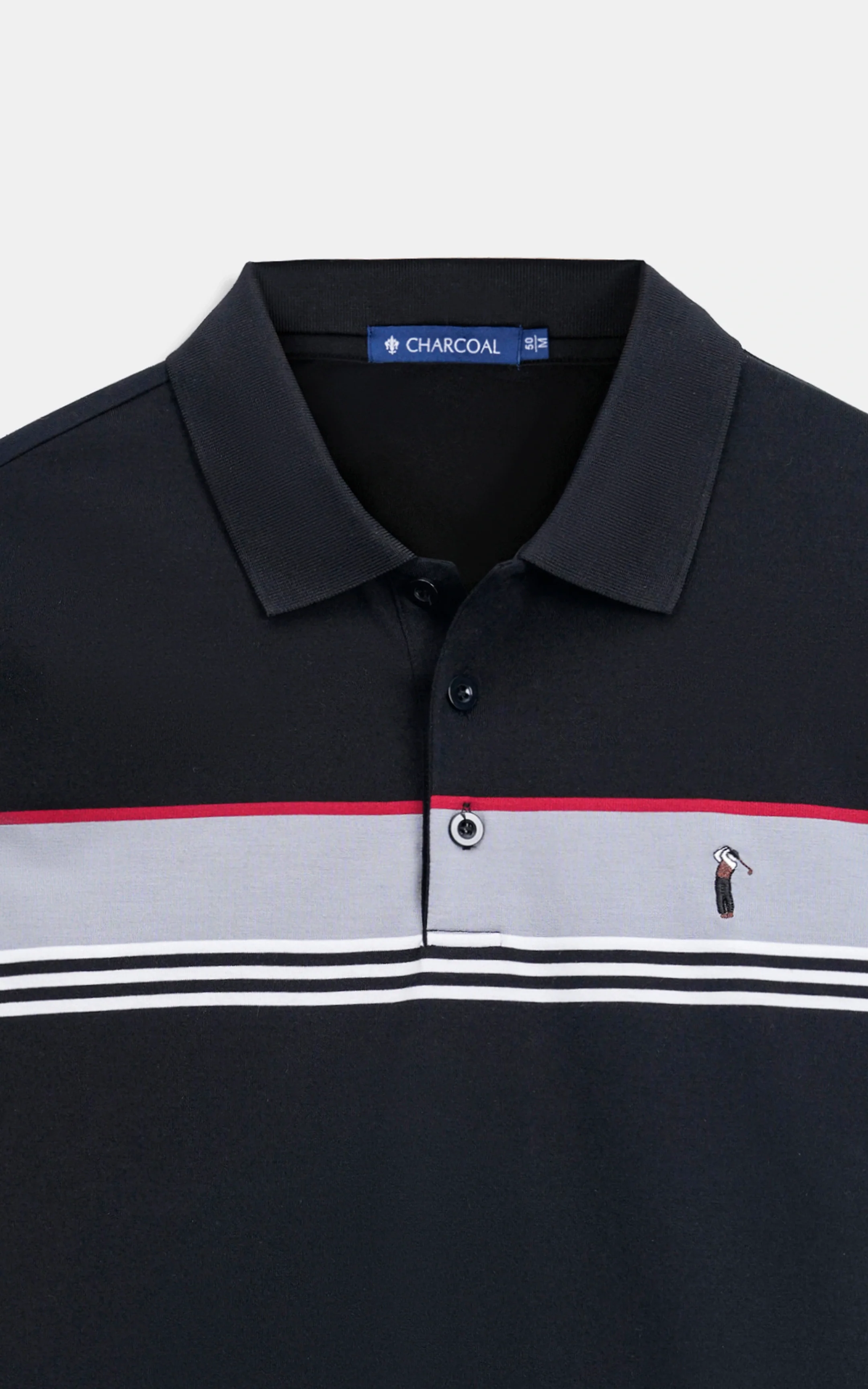 SMART FIT CLASSIC PREMIUM ENGINEER STRIPED POLO SHIRT BLACK - Image 4