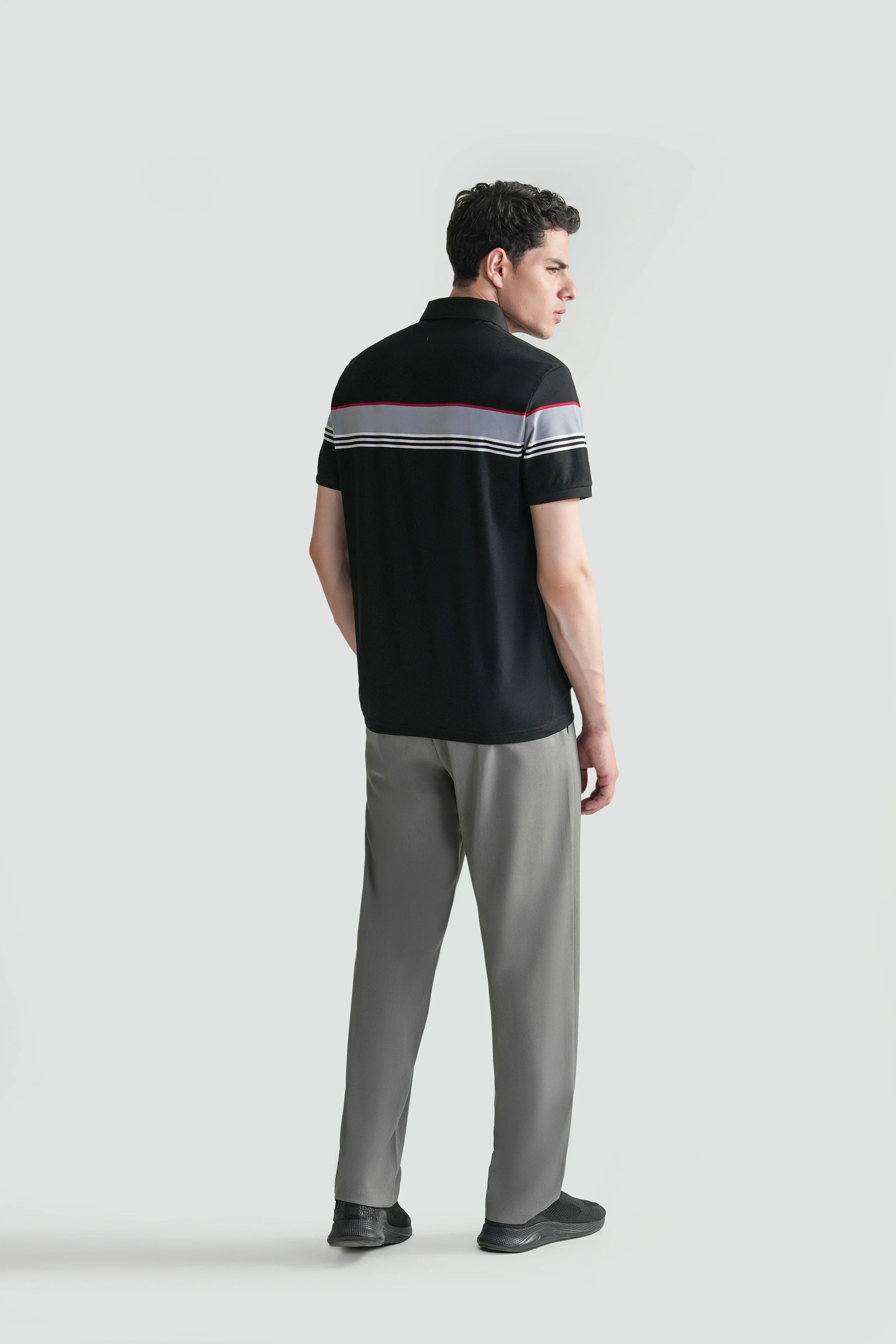 SMART FIT CLASSIC PREMIUM ENGINEER STRIPED POLO SHIRT BLACK - Image 7