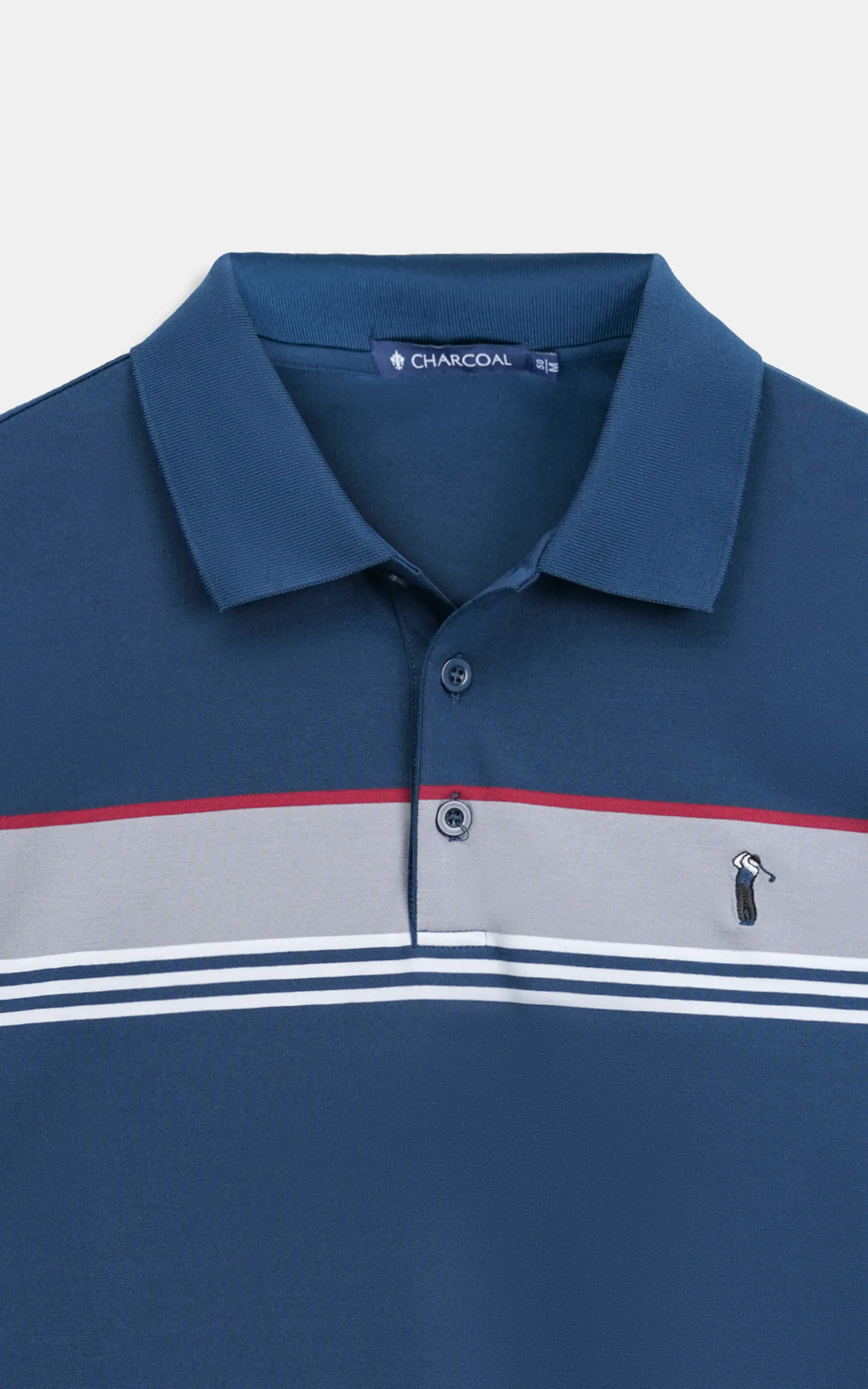 SMART FIT CLASSIC PREMIUM ENGINEER STRIPED POLO SHIRT TEAL - Image 4