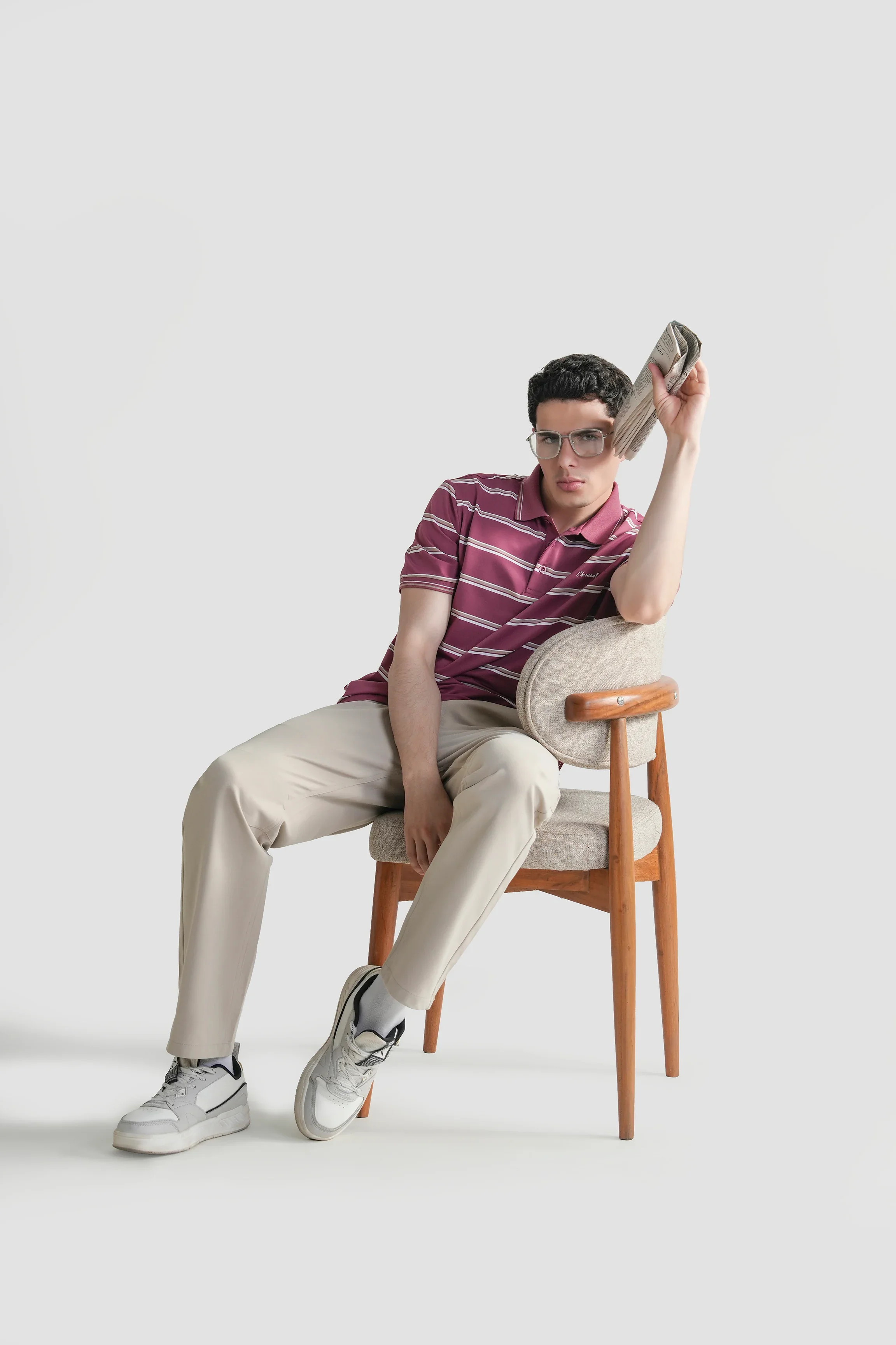 SMART FIT CLASSIC PREMIUM STRIPED POLO SHIRT BURGUNDY - Image 3