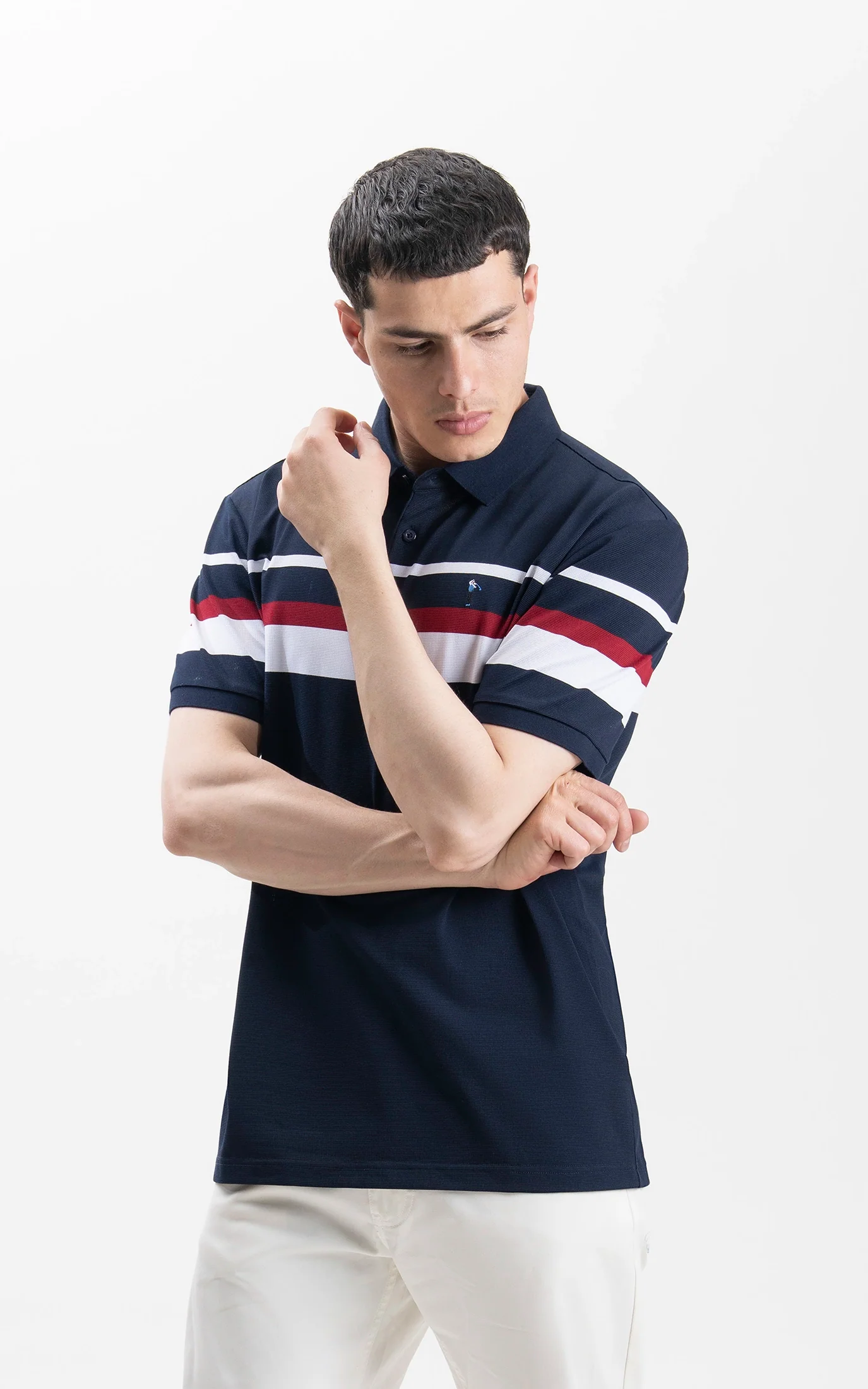 SMART FIT CLASSIC PREMIUM STRIPED POLO SHIRT NAVY - Image 4