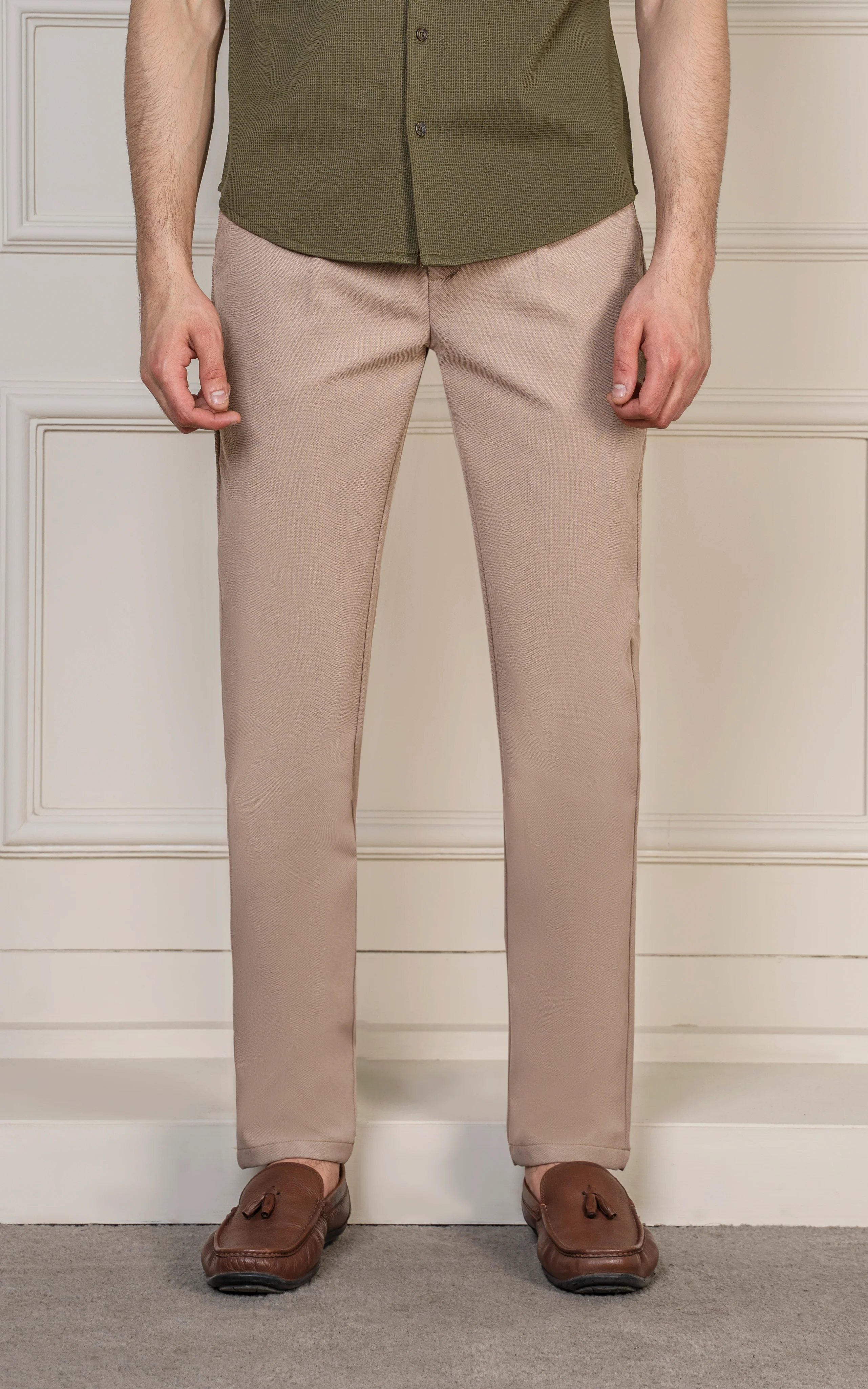 SMART FIT DOBBY PANT KHAKI - Image 2