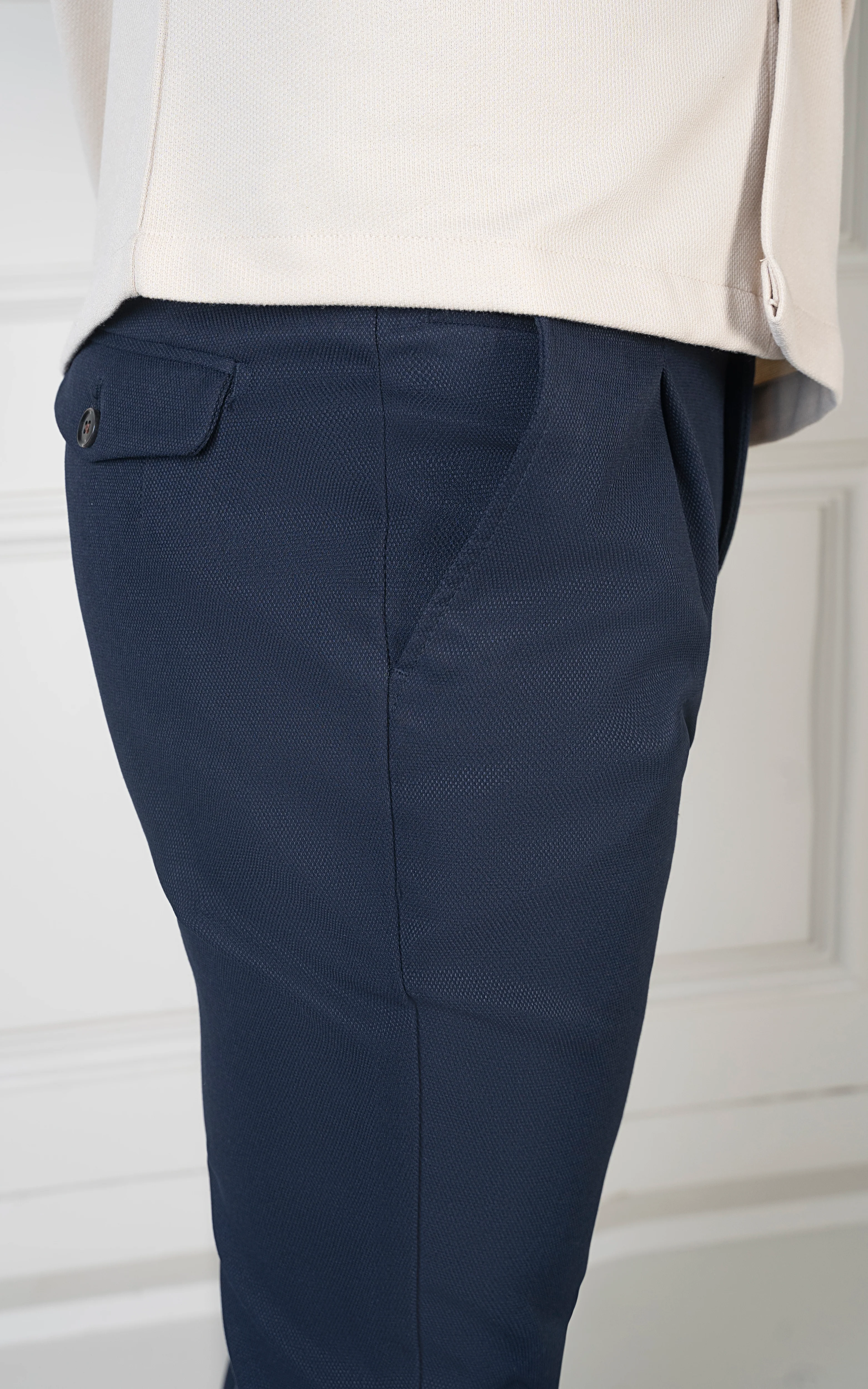 SMART FIT DOBBY PANT NAVY - Image 3