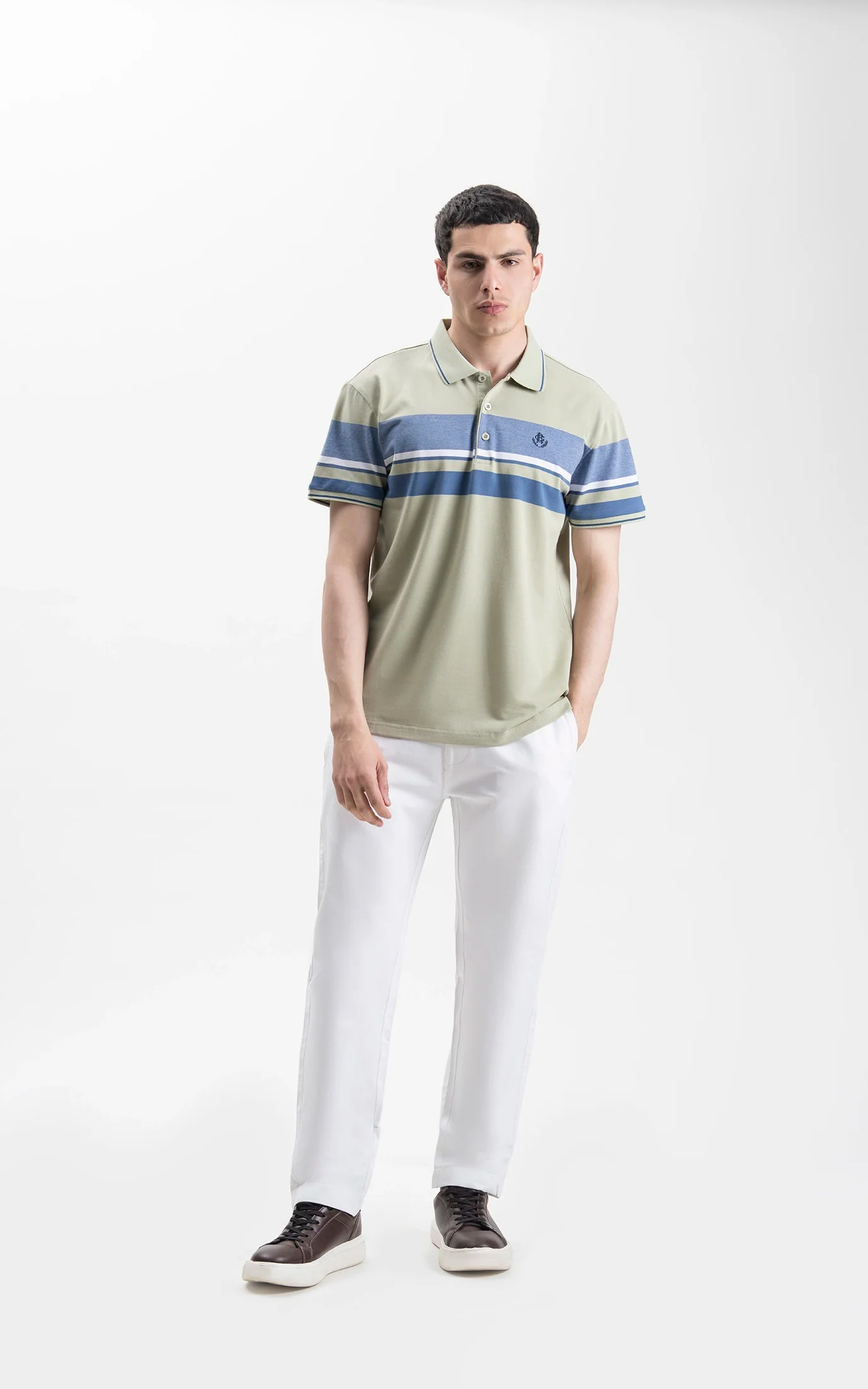 SMART FIT EXECUTIVE ENGINEER STRIPED POLO SHIRT LIGHT GREEN