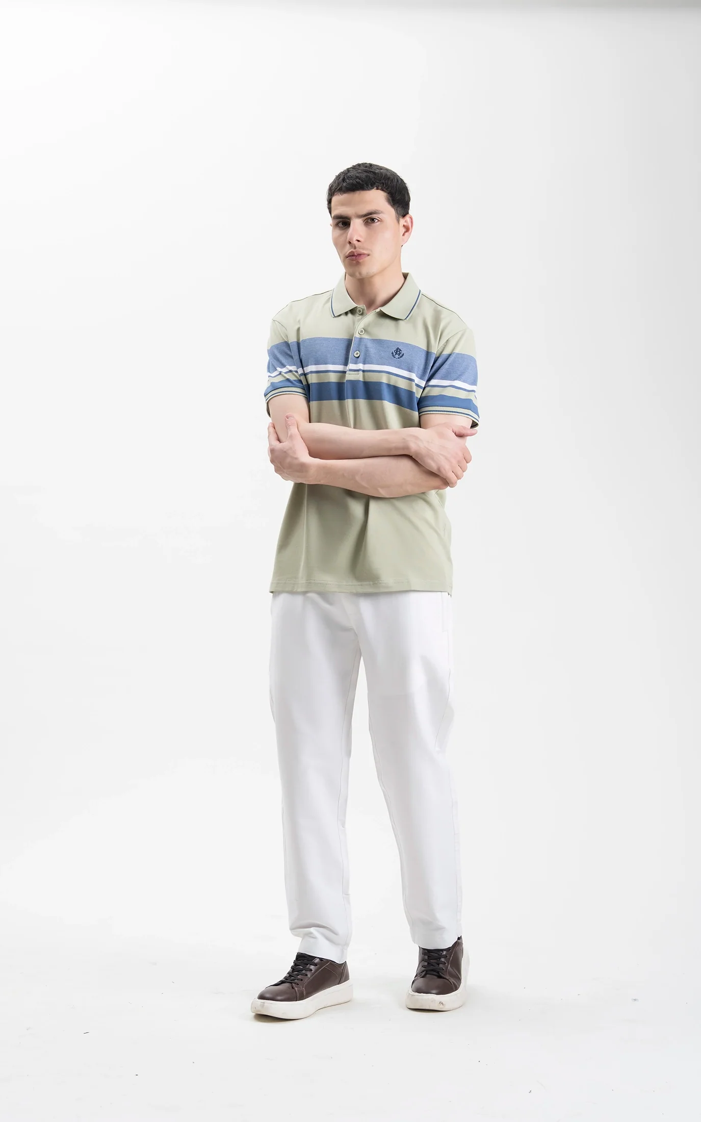 SMART FIT EXECUTIVE ENGINEER STRIPED POLO SHIRT LIGHT GREEN - Image 3