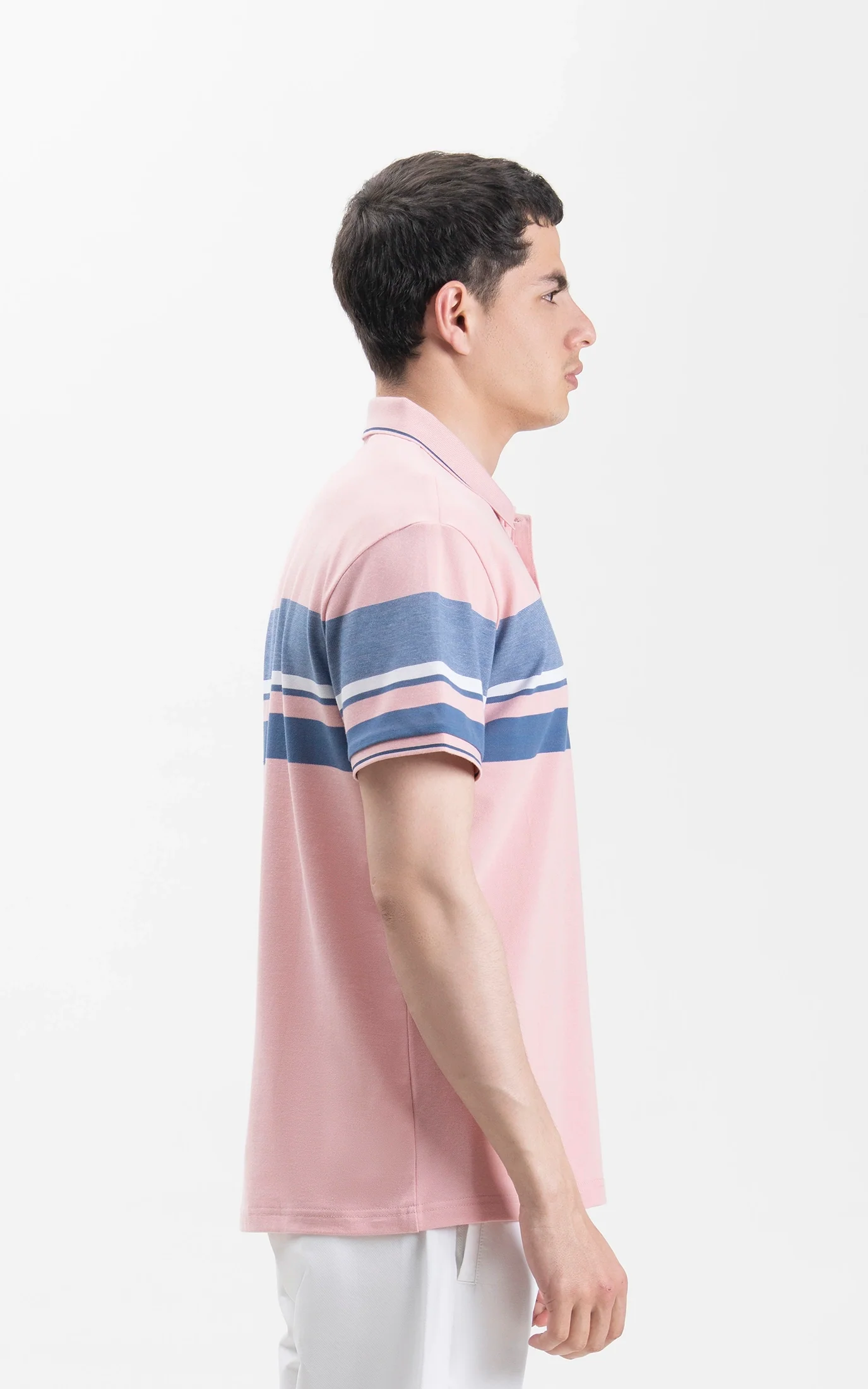 SMART FIT EXECUTIVE ENGINEER STRIPED POLO SHIRT T PINK - Image 4