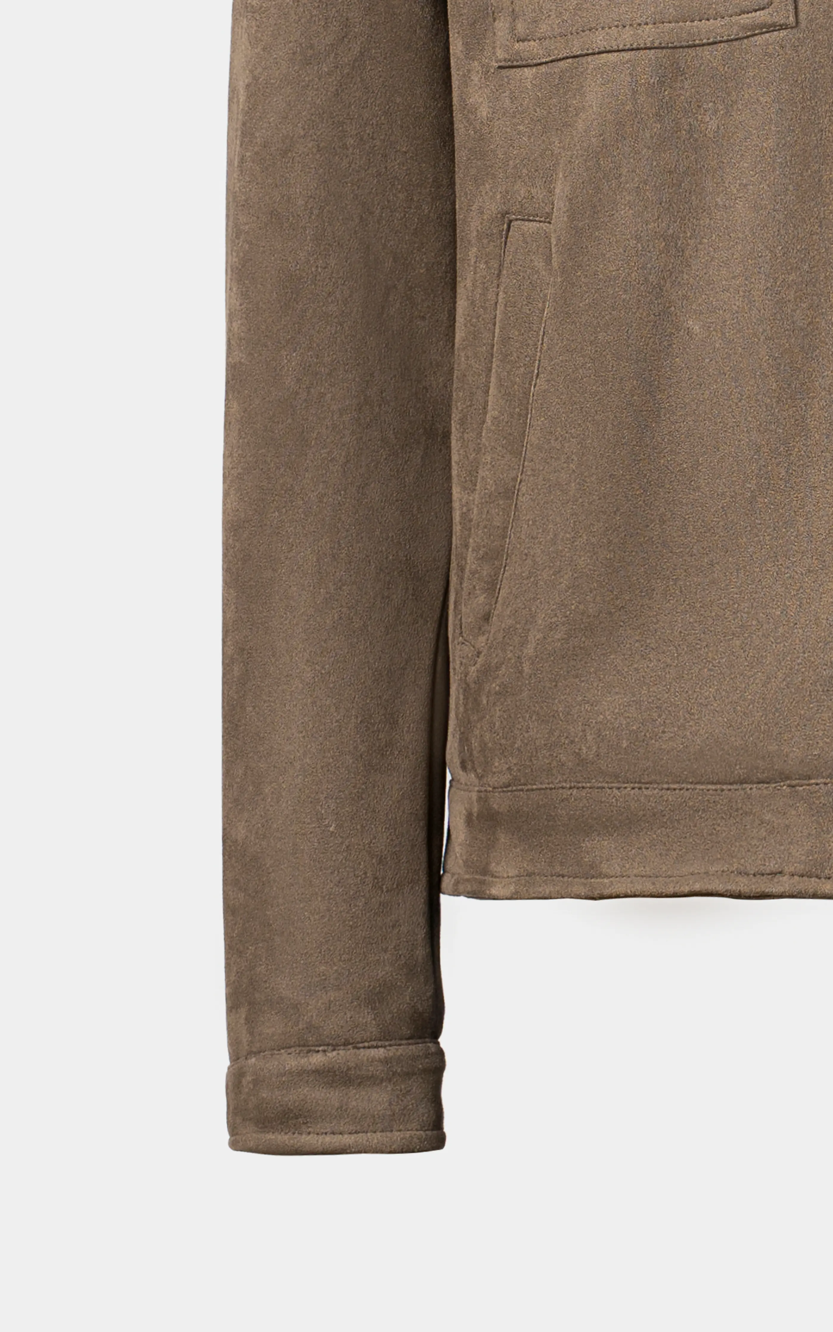 SMART FIT FULLSLEEVE FUR COLLAR SUEDE JACKET OLIVE - Image 3