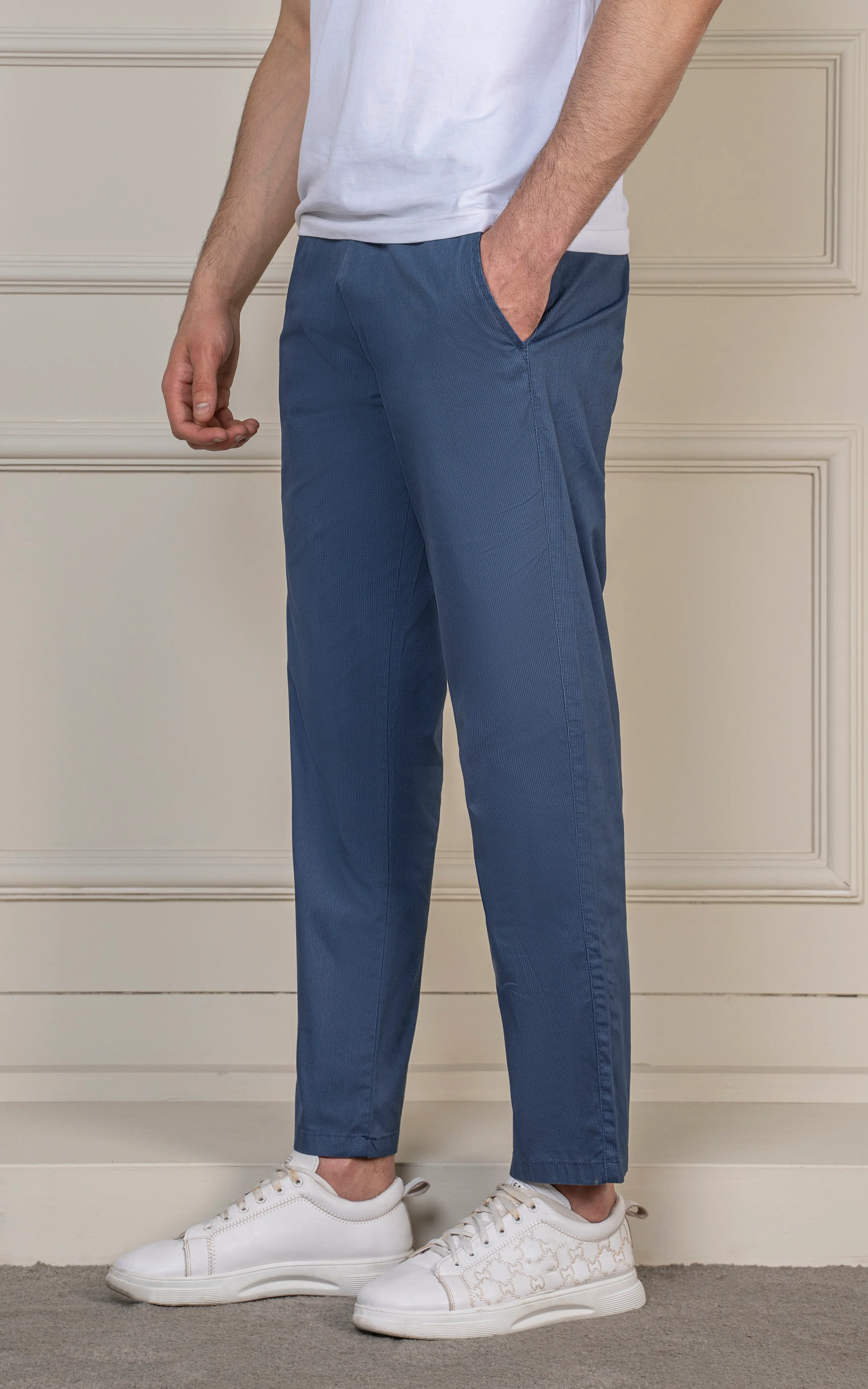 SMART FIT TEXTURED JOGGER TROUSER  BLUE