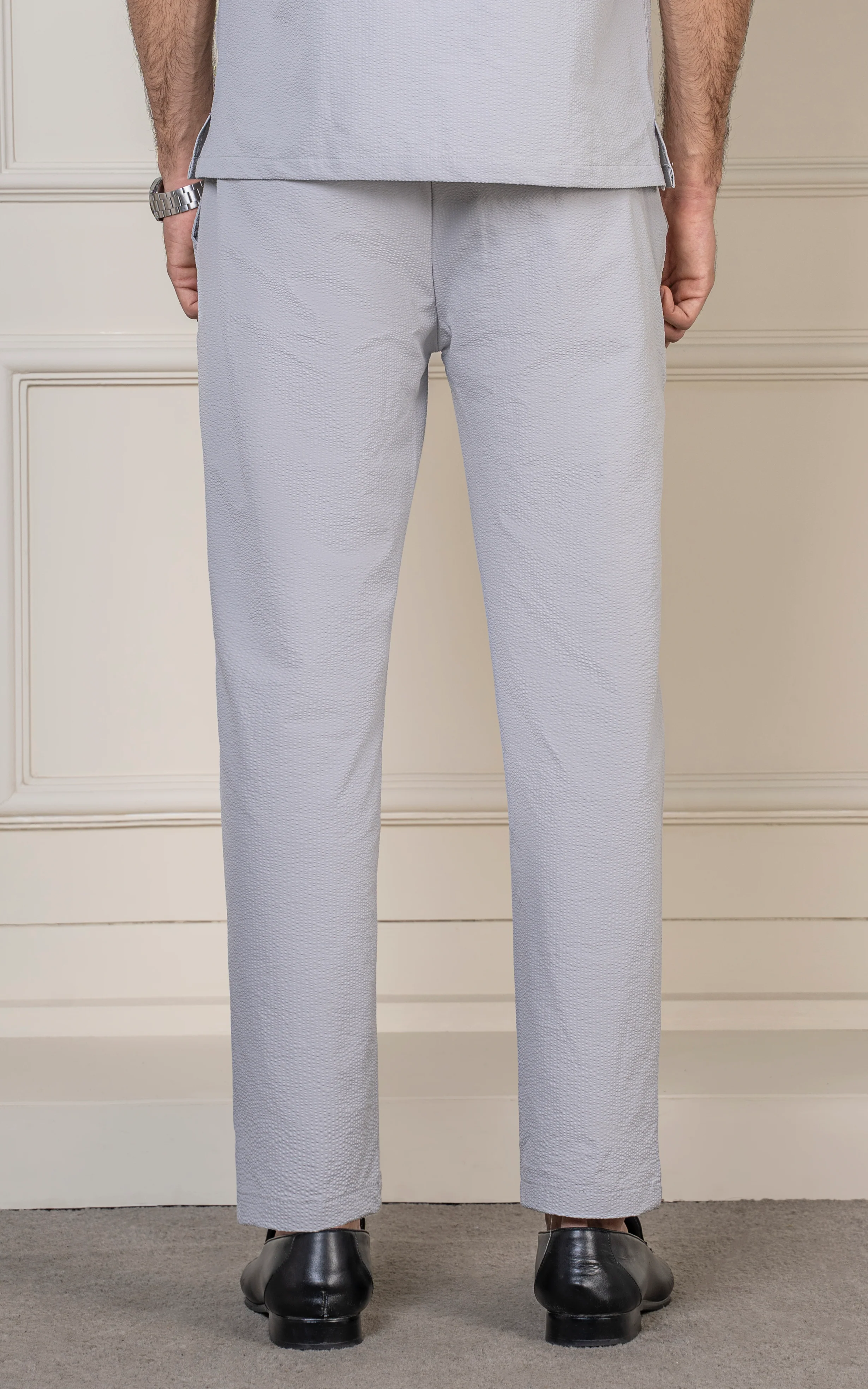 SMART FIT TEXTURED JOGGER TROUSER LIGHT GREY - Image 4