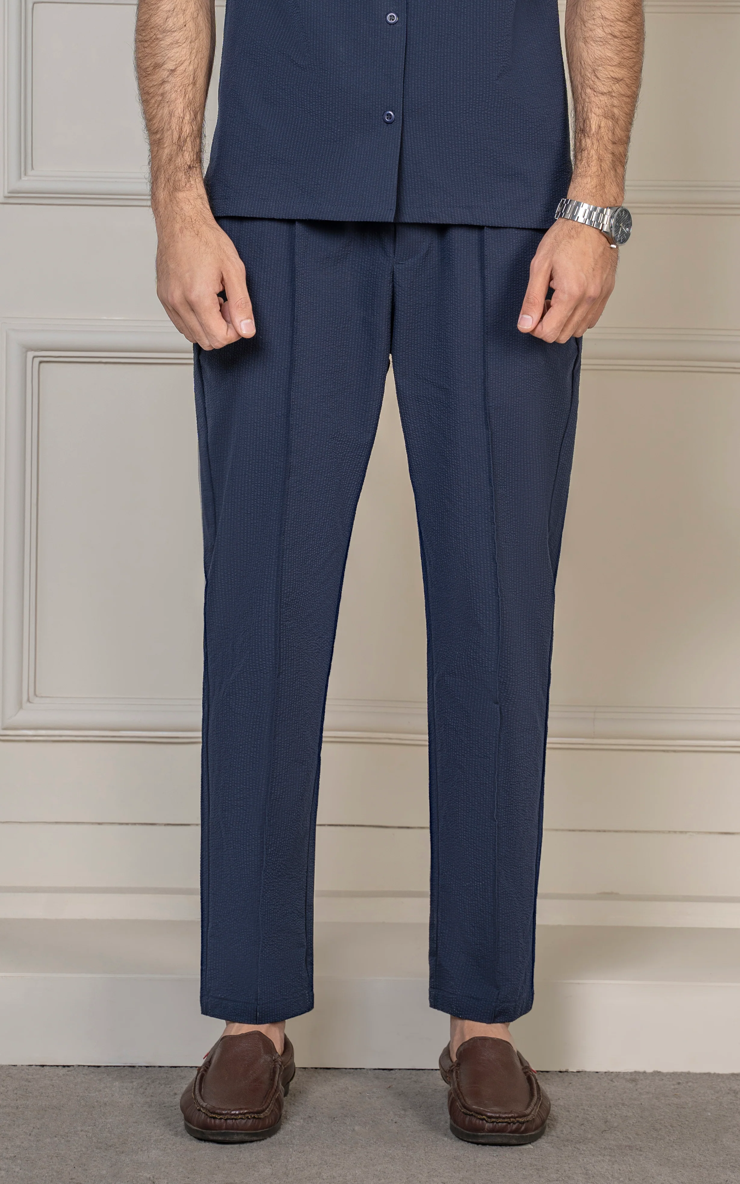 SMART FIT TEXTURED JOGGER TROUSER NAVY - Image 2