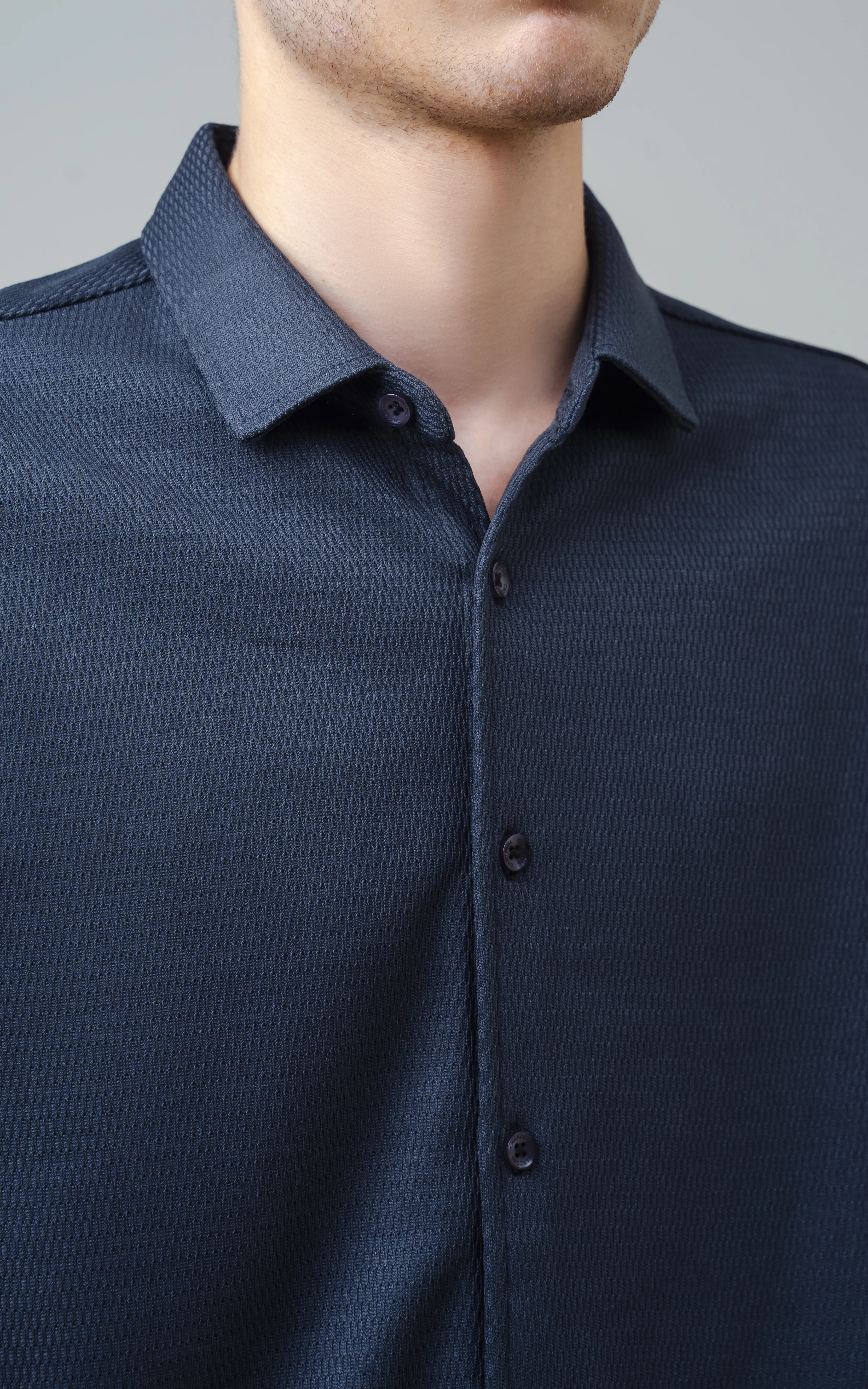 SMART FIT KNIT CASUAL SHIRT DARK GREY - Image 4