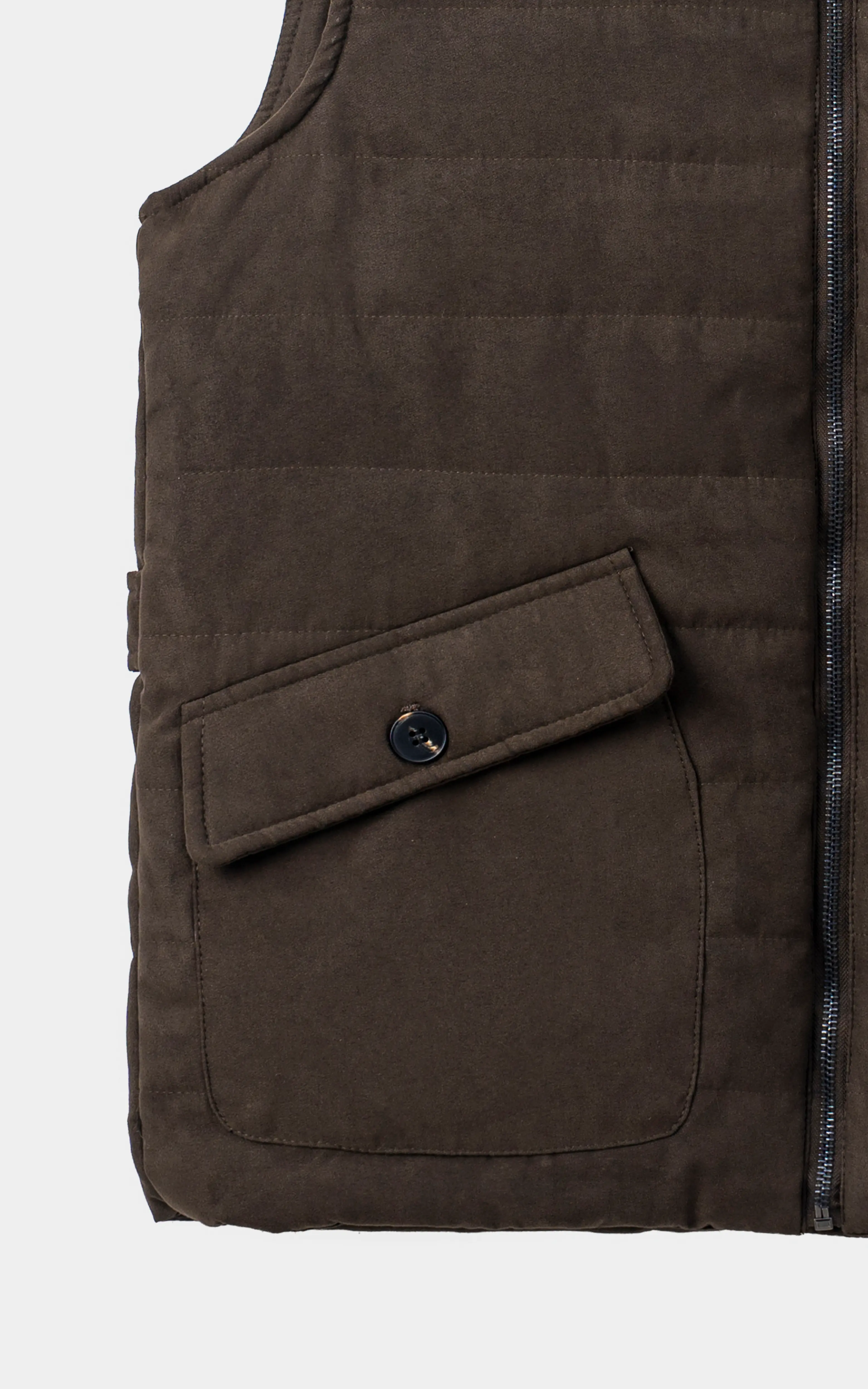 SMART FIT SLEEVELESS SUEDE JACKET OLIVE - Image 3