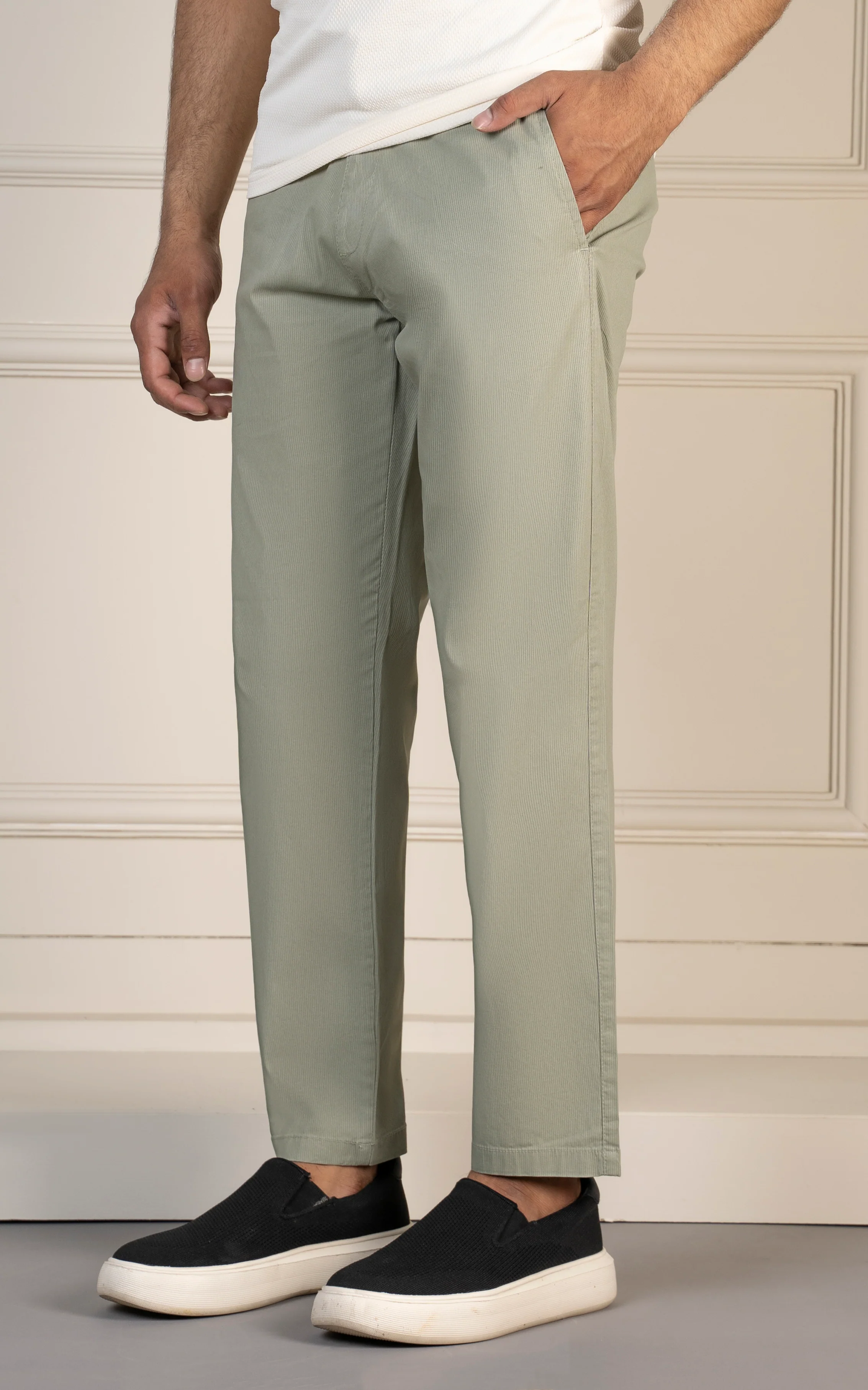 SMART FIT TEXTURED JOGGER TROUSER LIGHT OLIVE