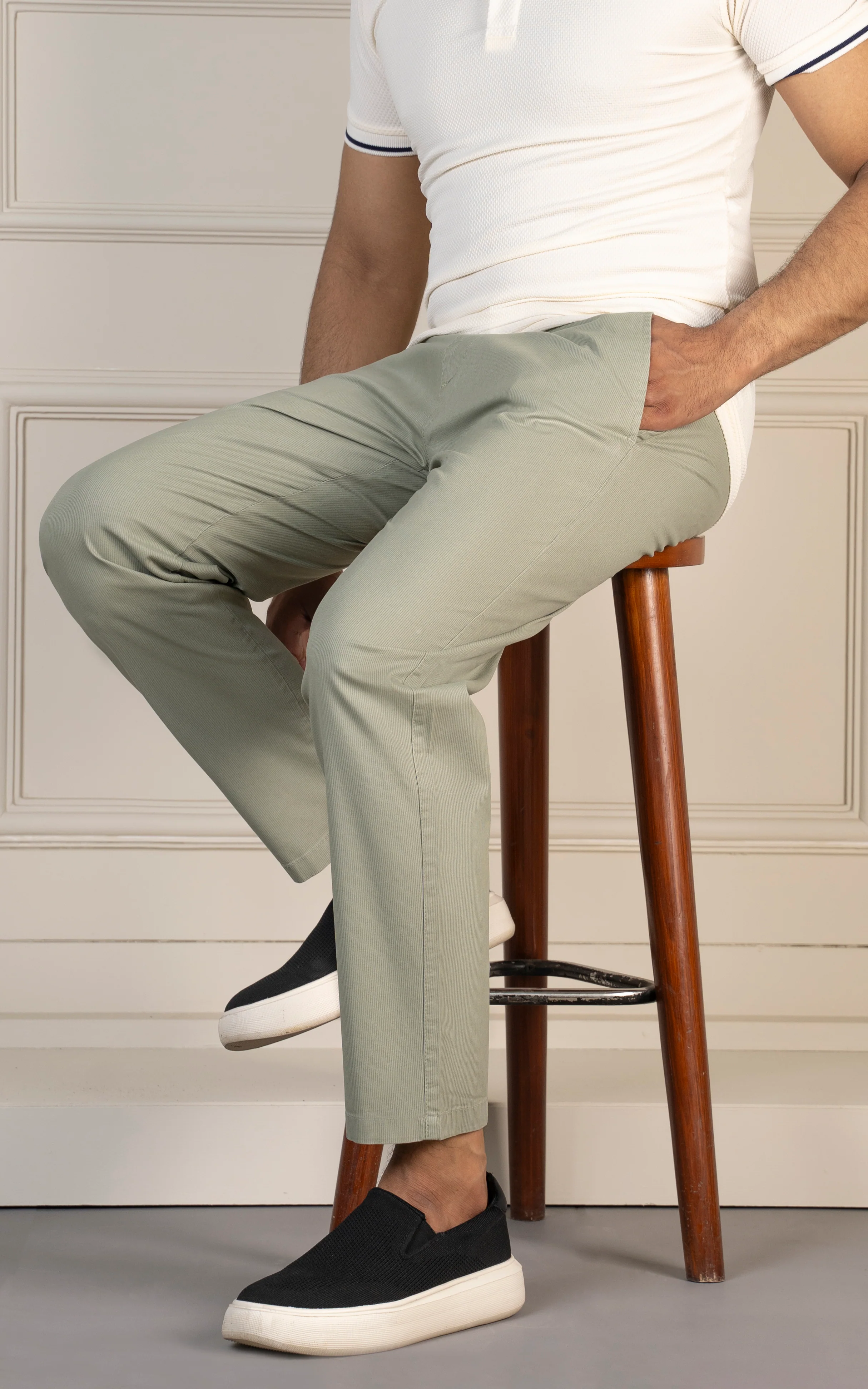 SMART FIT TEXTURED JOGGER TROUSER LIGHT OLIVE - Image 4