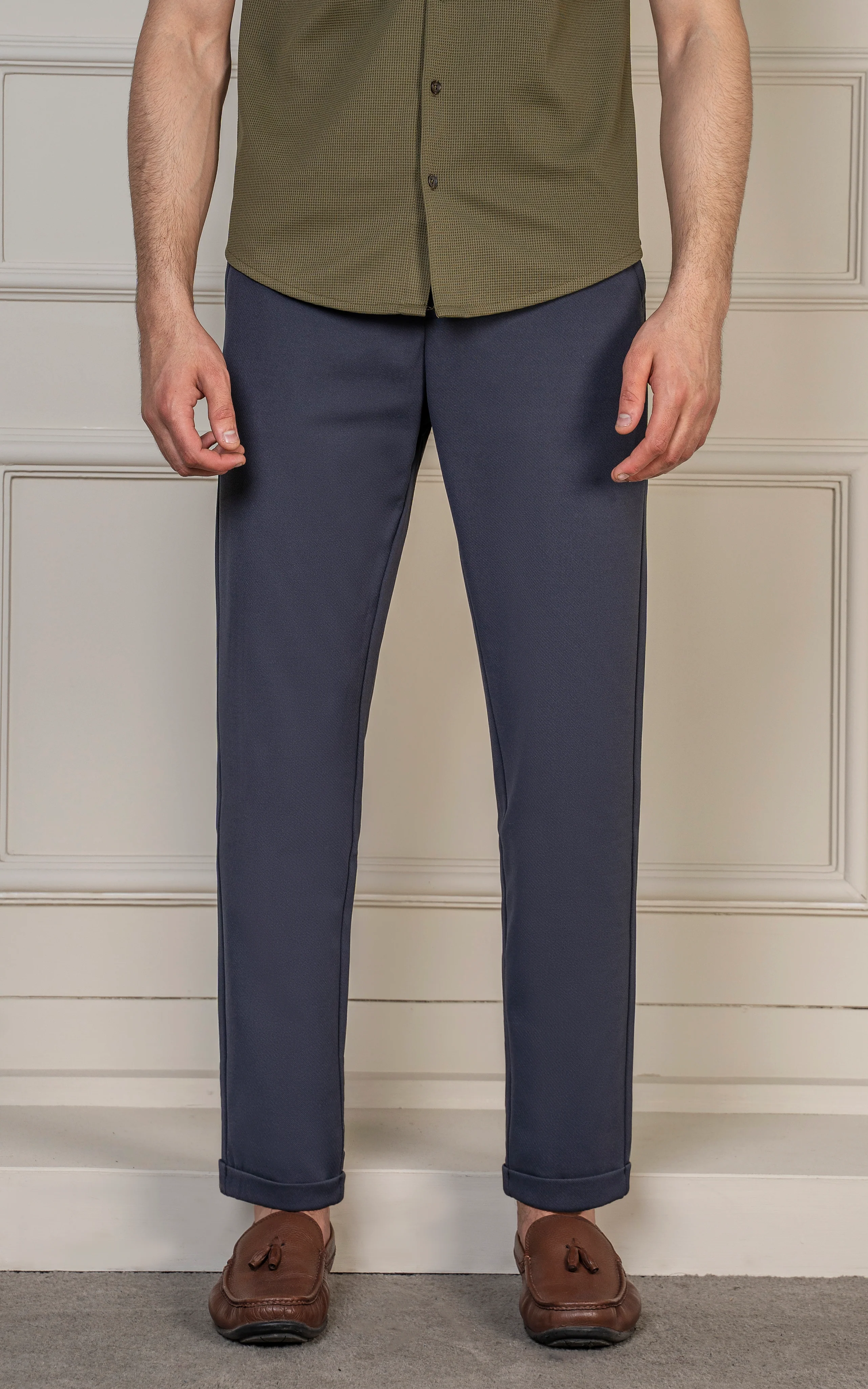 SMART FIT TEXTURED JOGGER TROUSER NAVY - Image 2