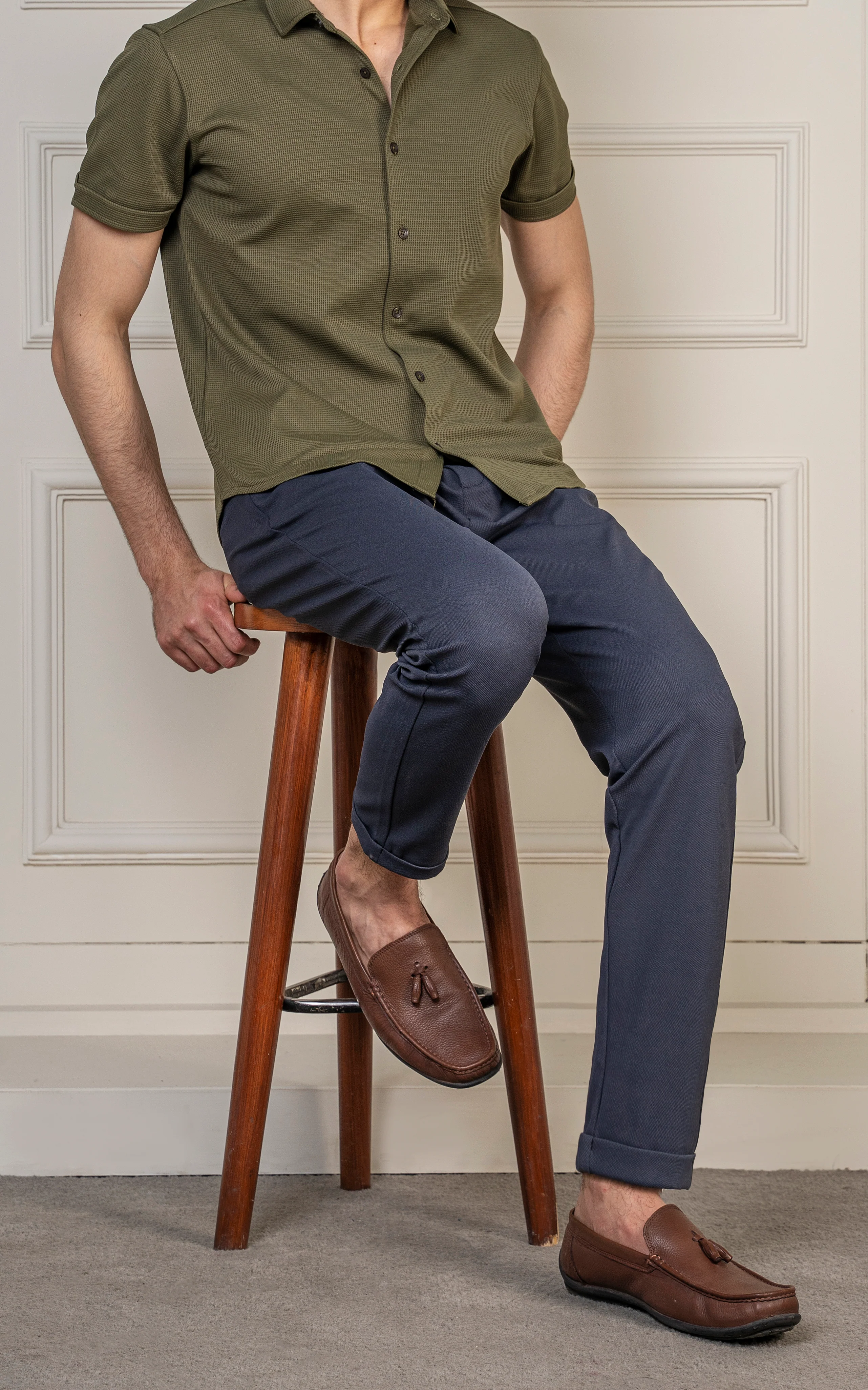 SMART FIT TEXTURED JOGGER TROUSER NAVY - Image 5