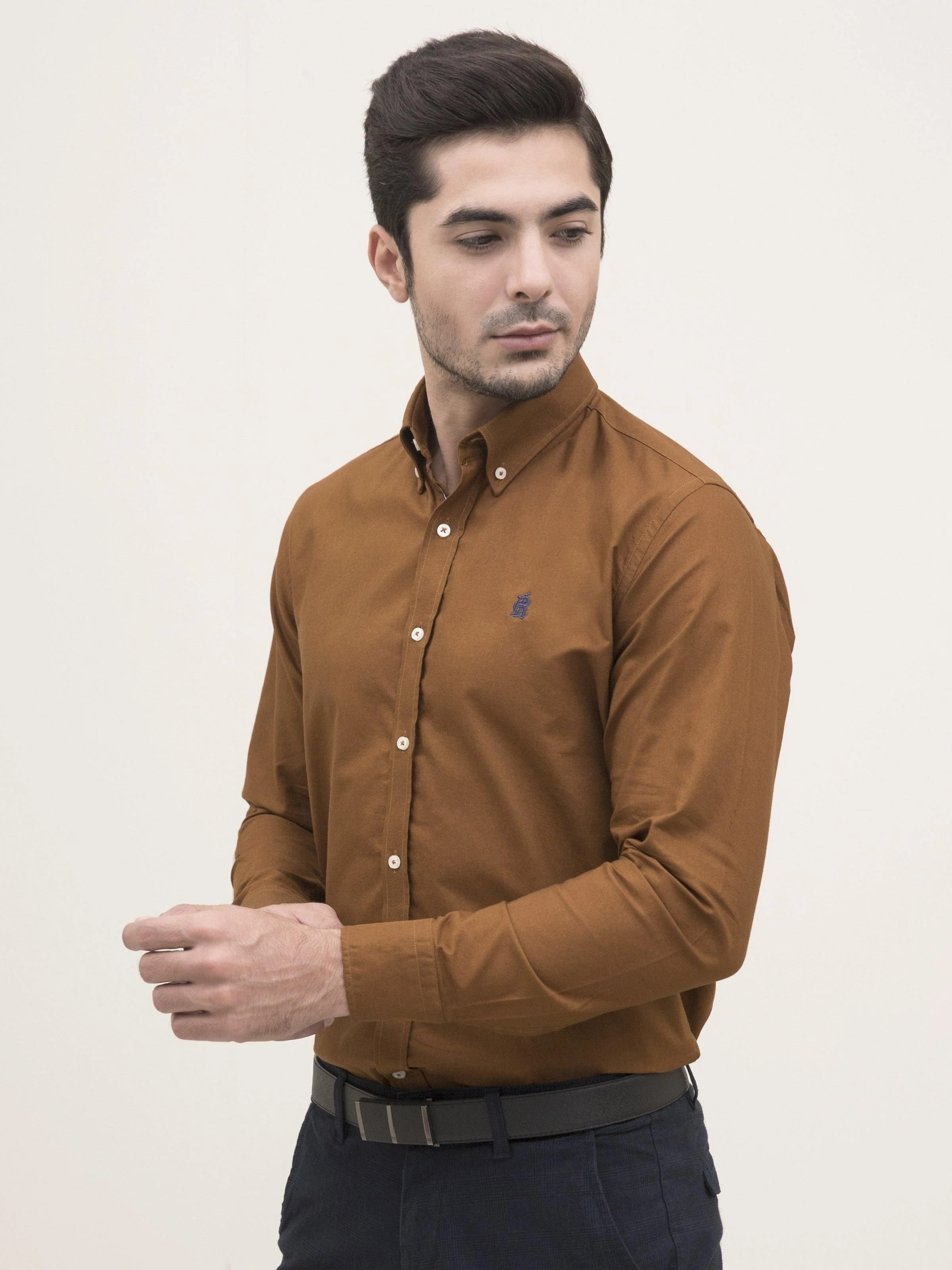 SMART SHIRT BUTTON DOWN FULL SLEEVE CAMEL - Image 2