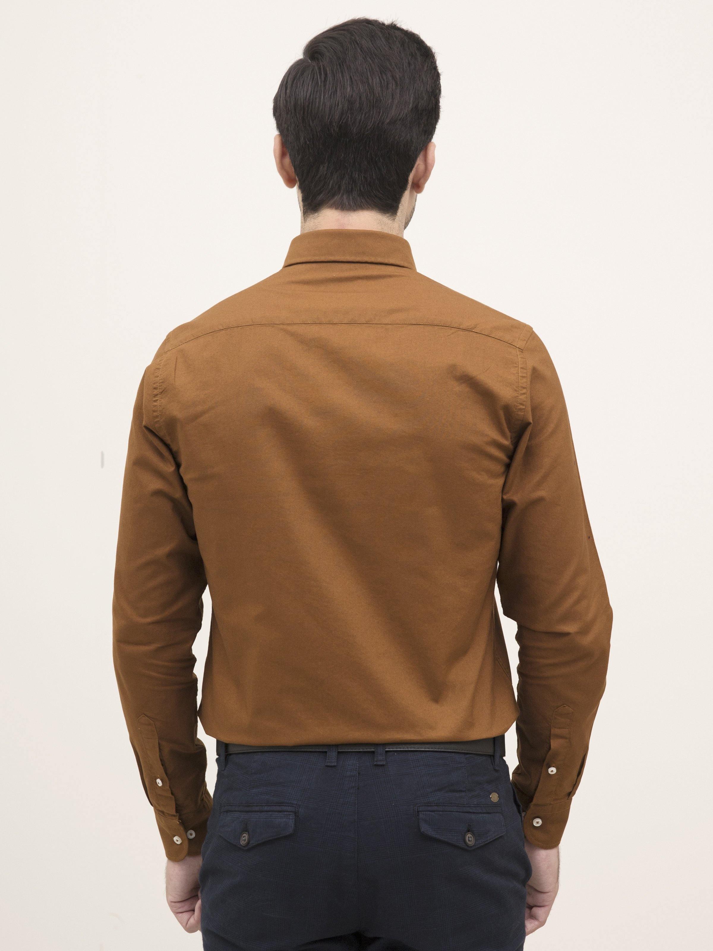 SMART SHIRT BUTTON DOWN FULL SLEEVE CAMEL - Image 3