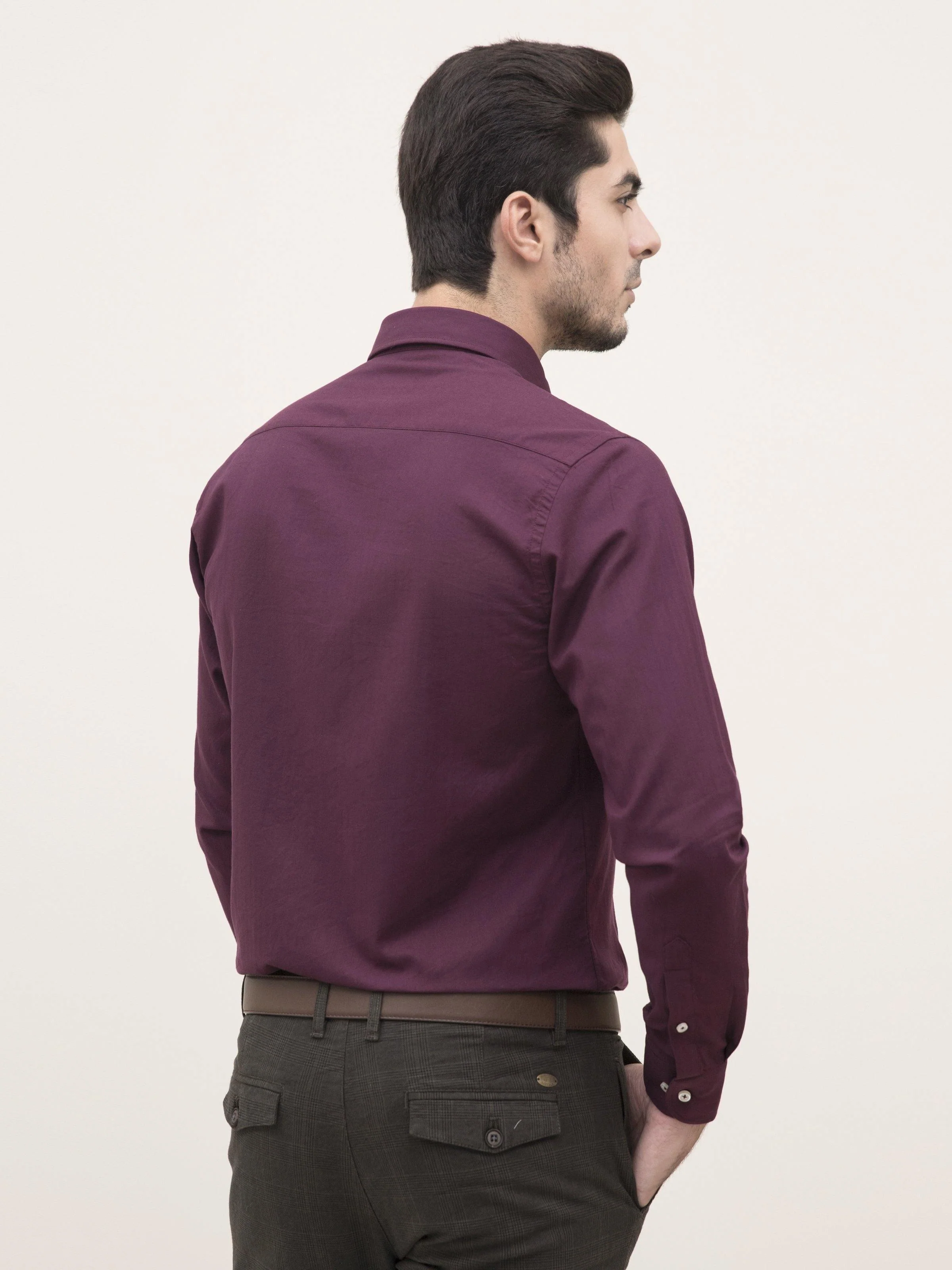 SMART SHIRT BUTTON DOWN FULL SLEEVE MAROON - Image 4