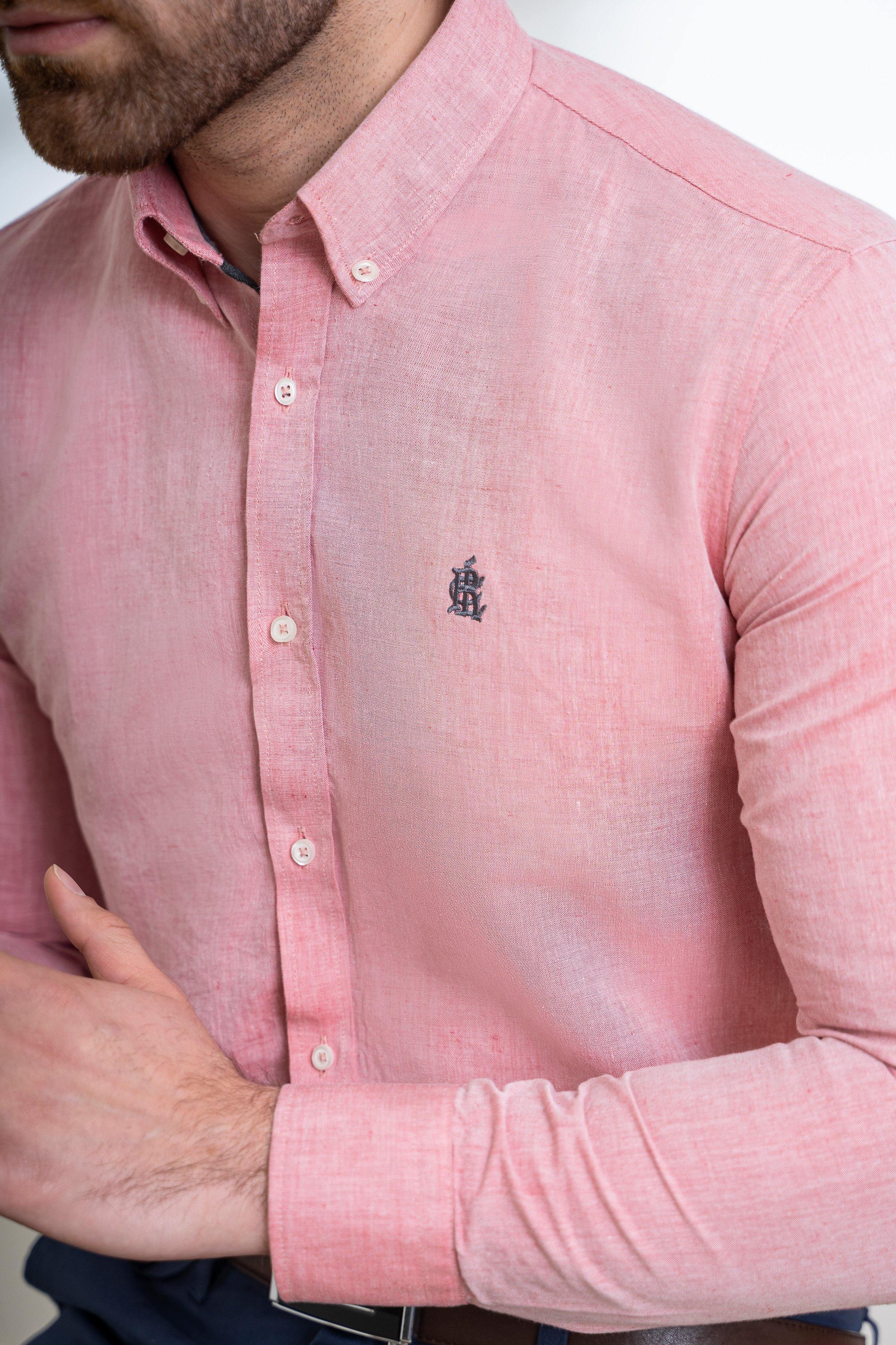 SMART SHIRT BUTTON DOWN FULL SLEEVE RED WHITE - Image 2
