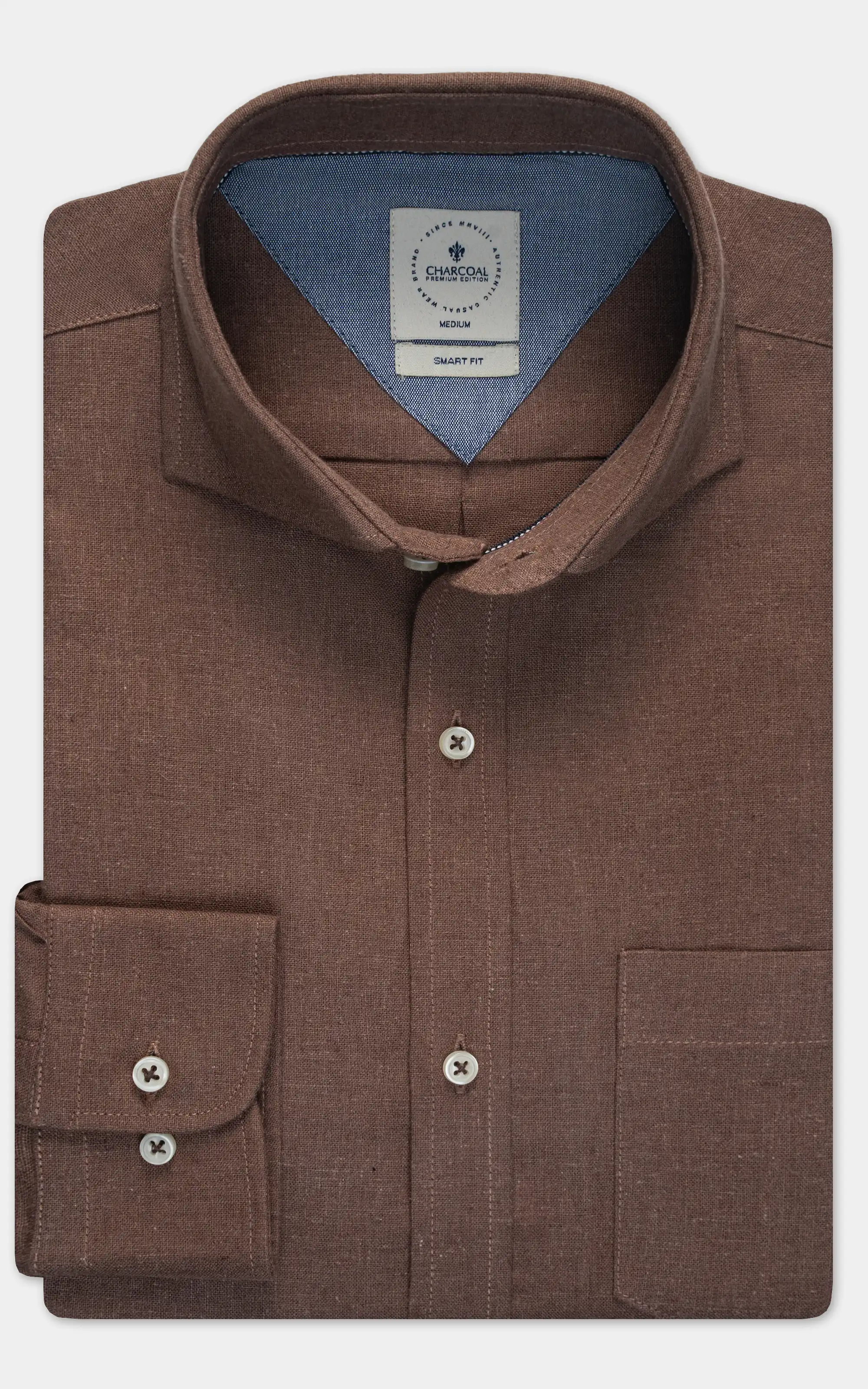 FRENCH COLLAR SMART SHIRT DARK KHAKI