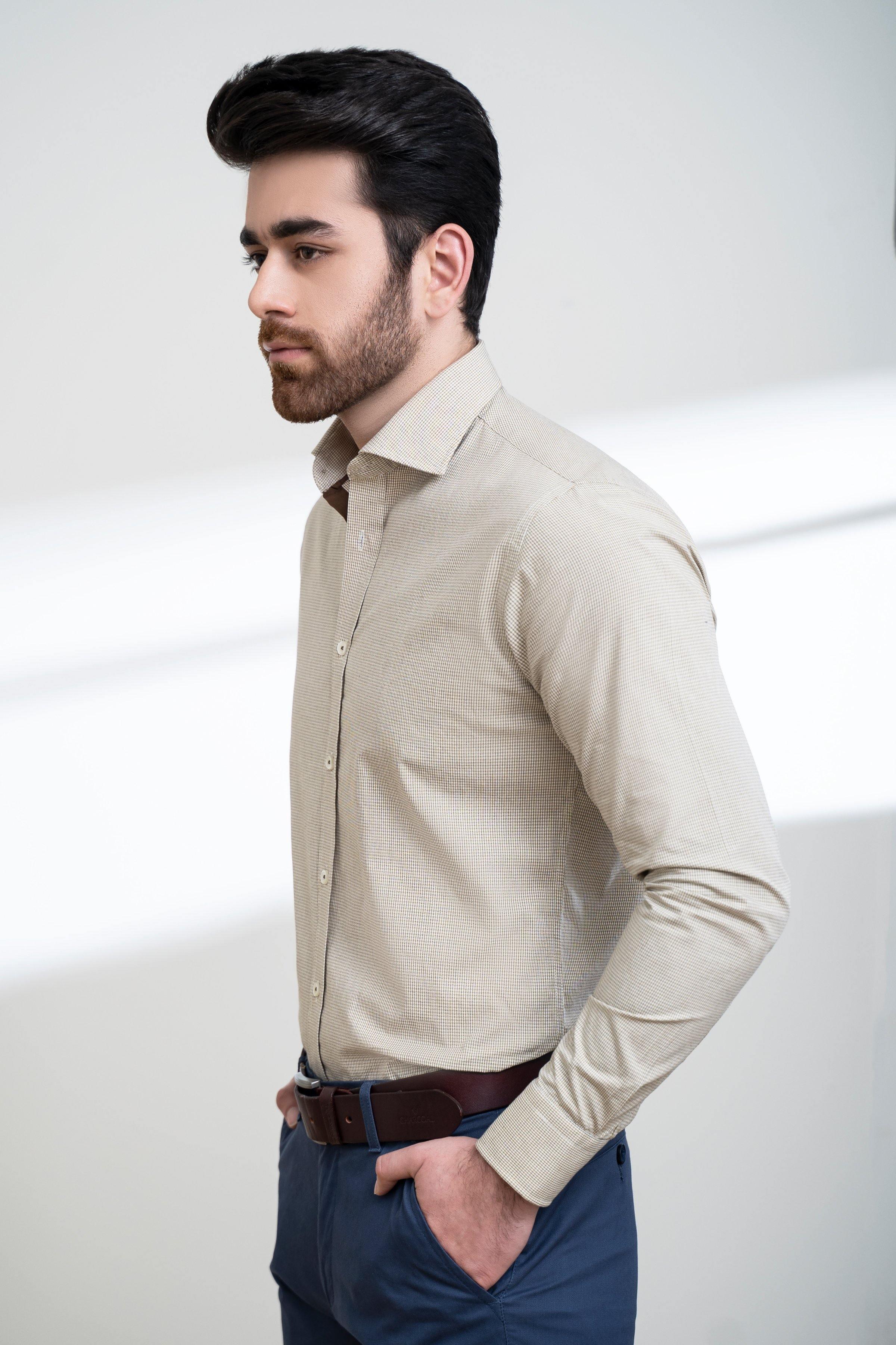 SMART SHIRT FULL SLEEVE FRENCH COLLAR LIGHT KHAKI - Image 2
