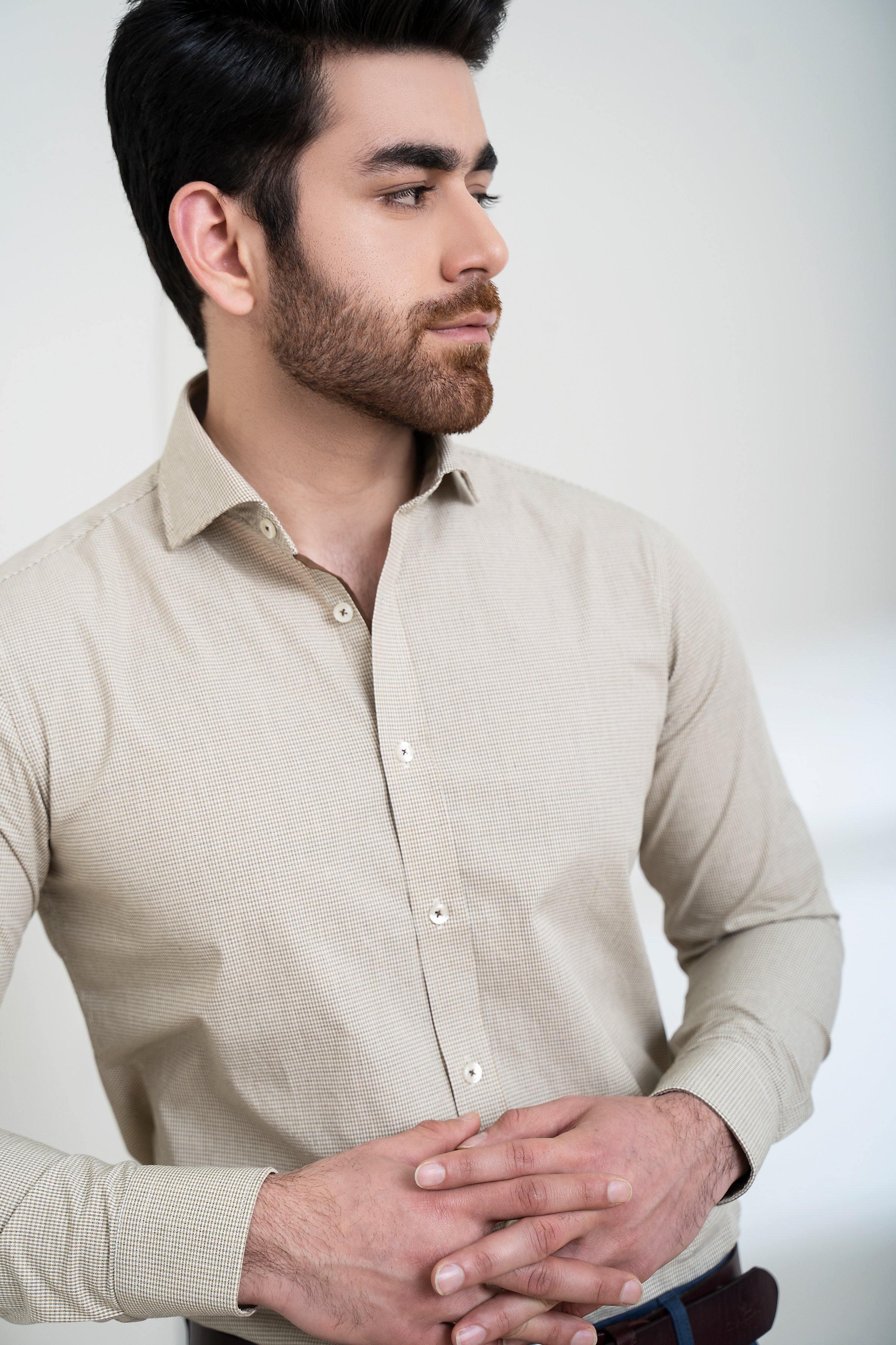 SMART SHIRT FULL SLEEVE FRENCH COLLAR LIGHT KHAKI - Image 4