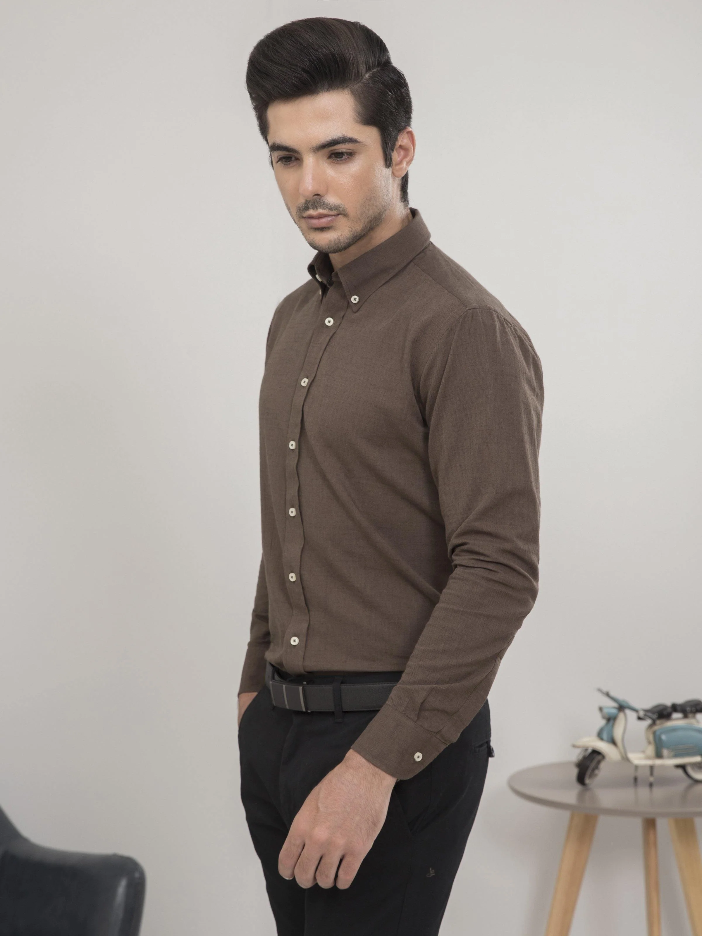 SMART SHIRT FULL SLEEVE GREEN KHAKI - Image 4