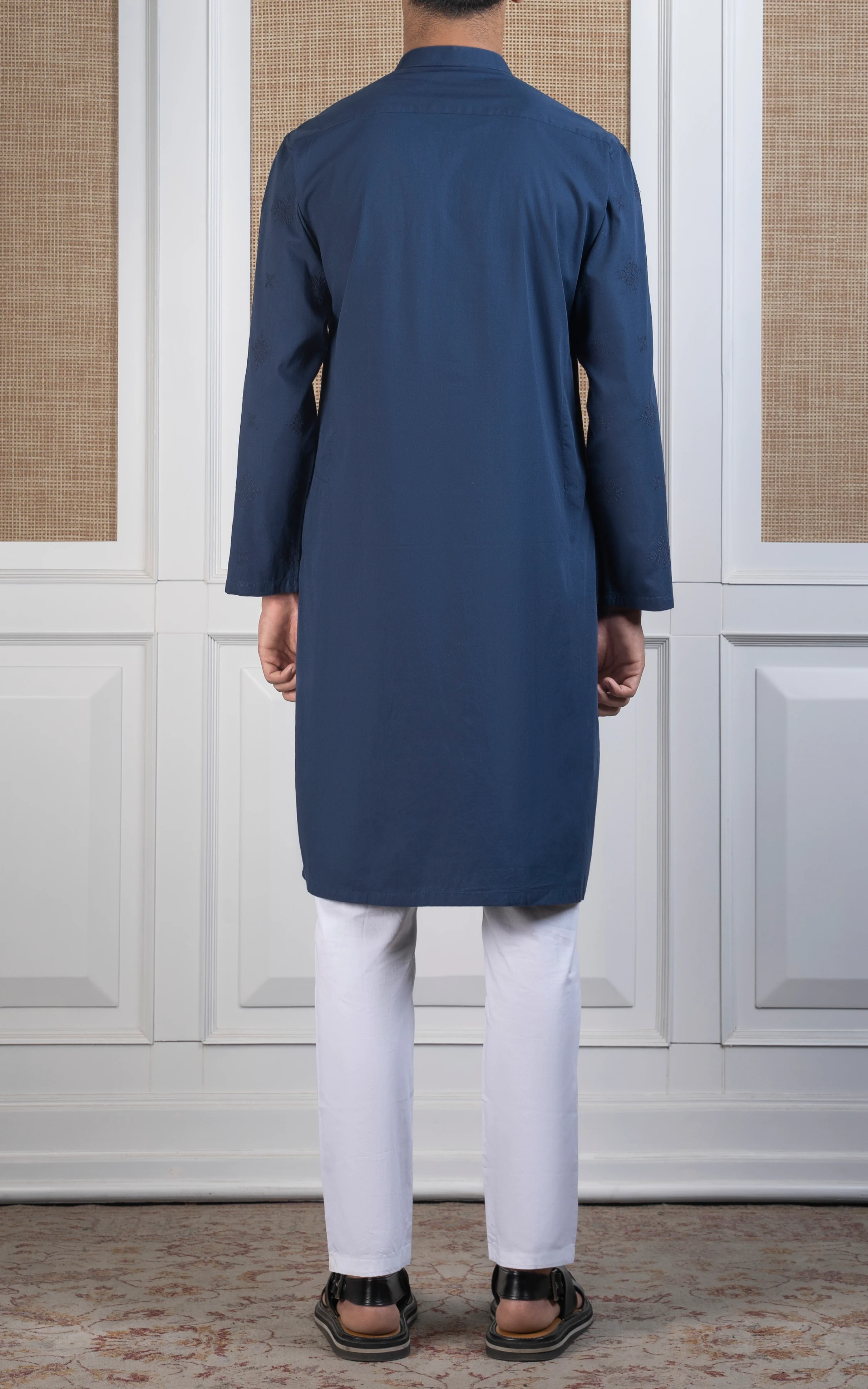SPRAY EMBROIDERED KURTA- SIGNATURE COLLECTION INDIGO BLUE - Image 4