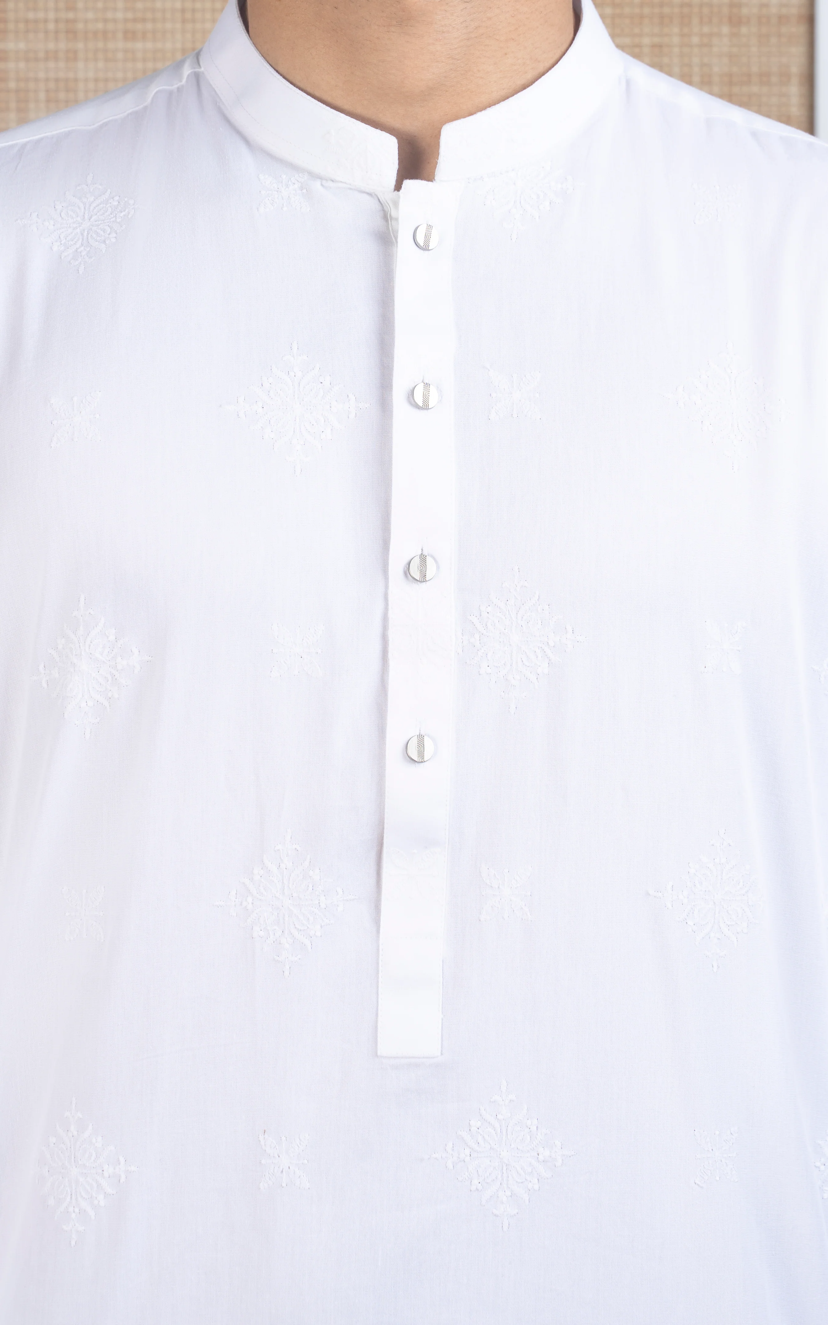 SPRAY EMBROIDERED KURTA- SIGNATURE COLLECTION WHITE - Image 6