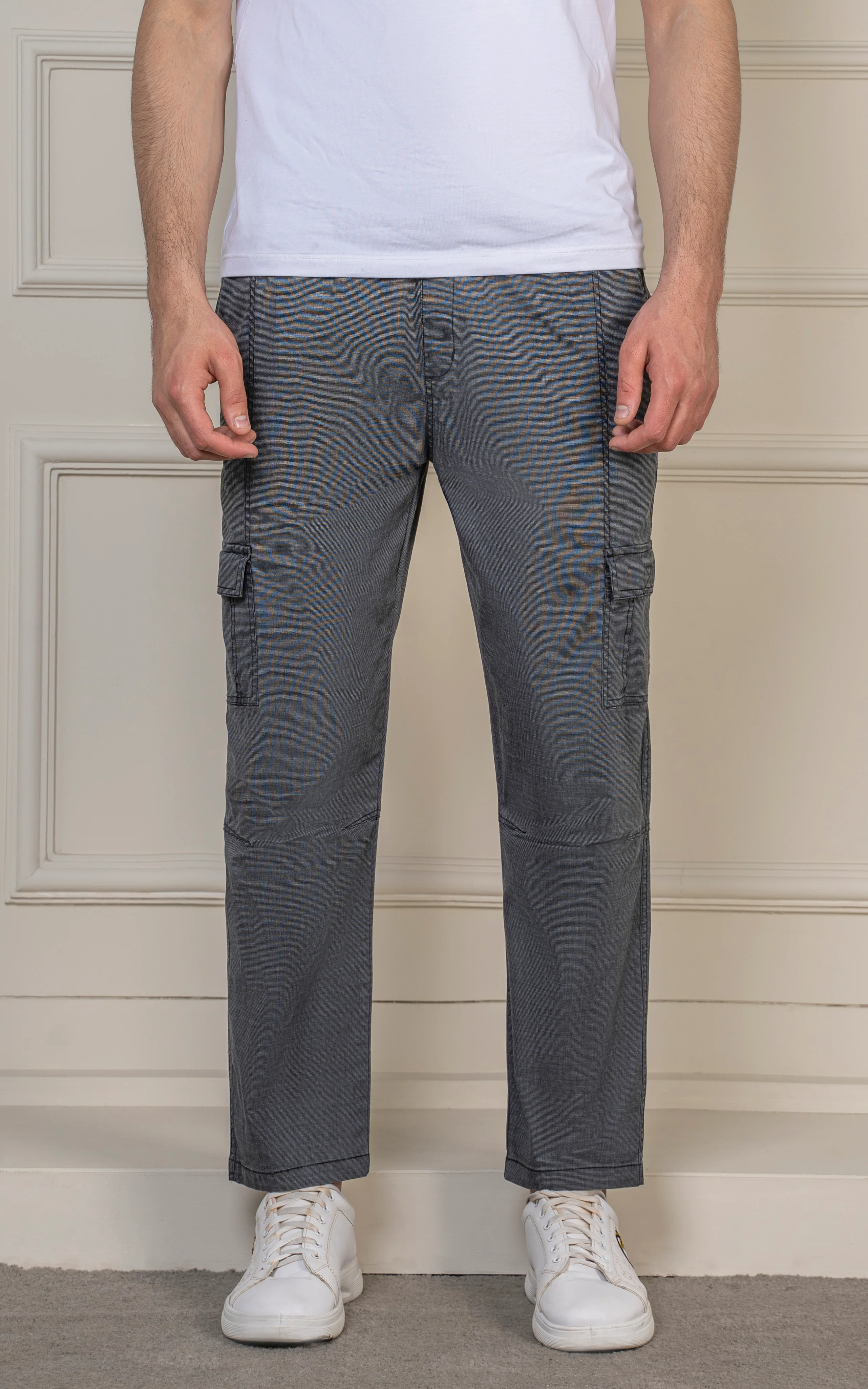 STRAIGHT FIT TEXTURED CARGO TROUSER CHARCOAL - Image 2